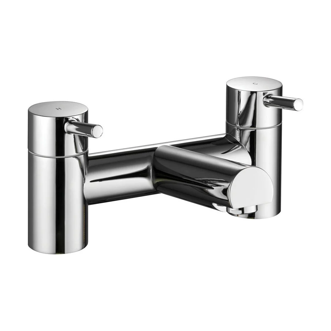 Modern Bathroom Minimalist Round Deck Mounted Bath Filler Tap - Chrome