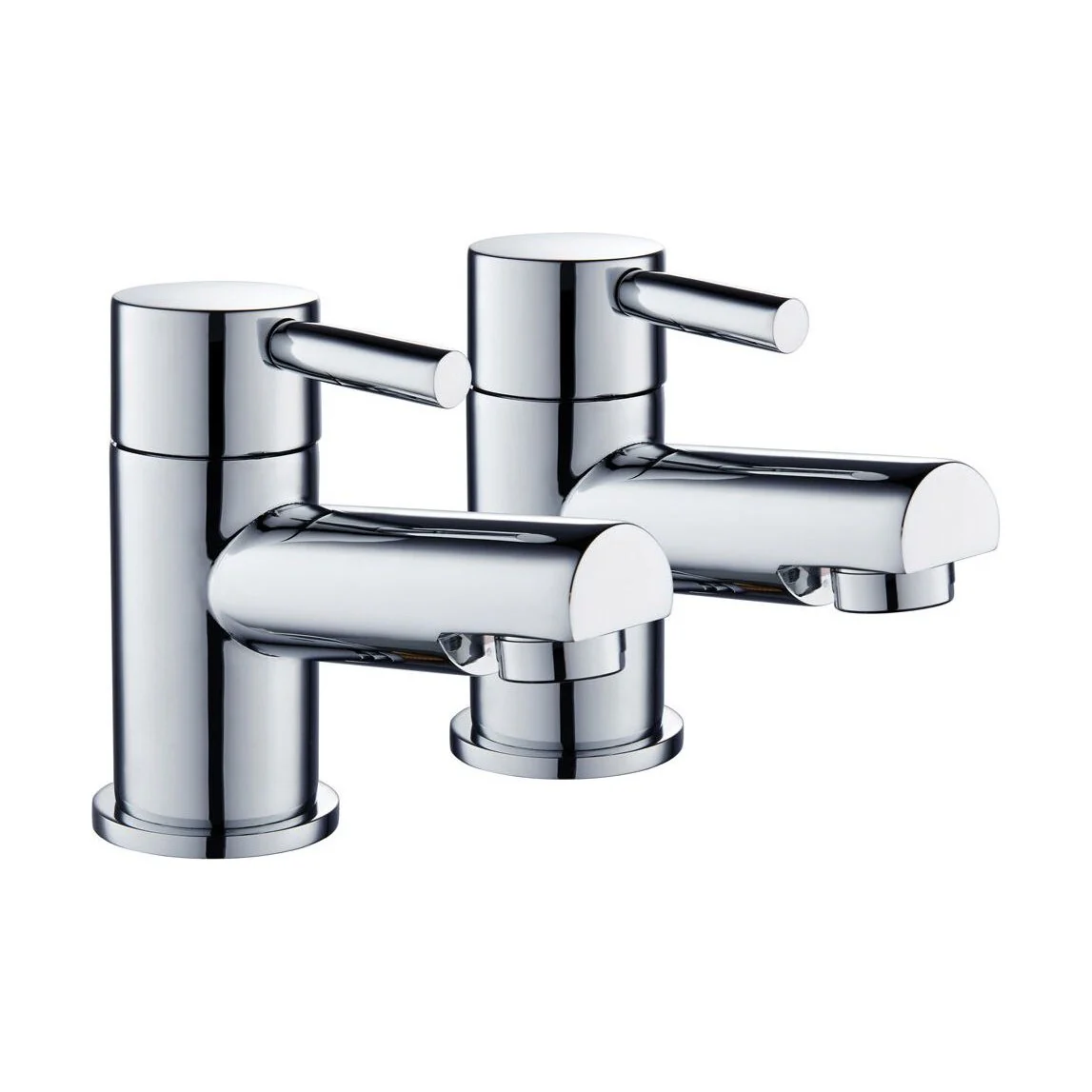 Modern Bathroom Minimalist Round Basin Pillar Taps - Chrome