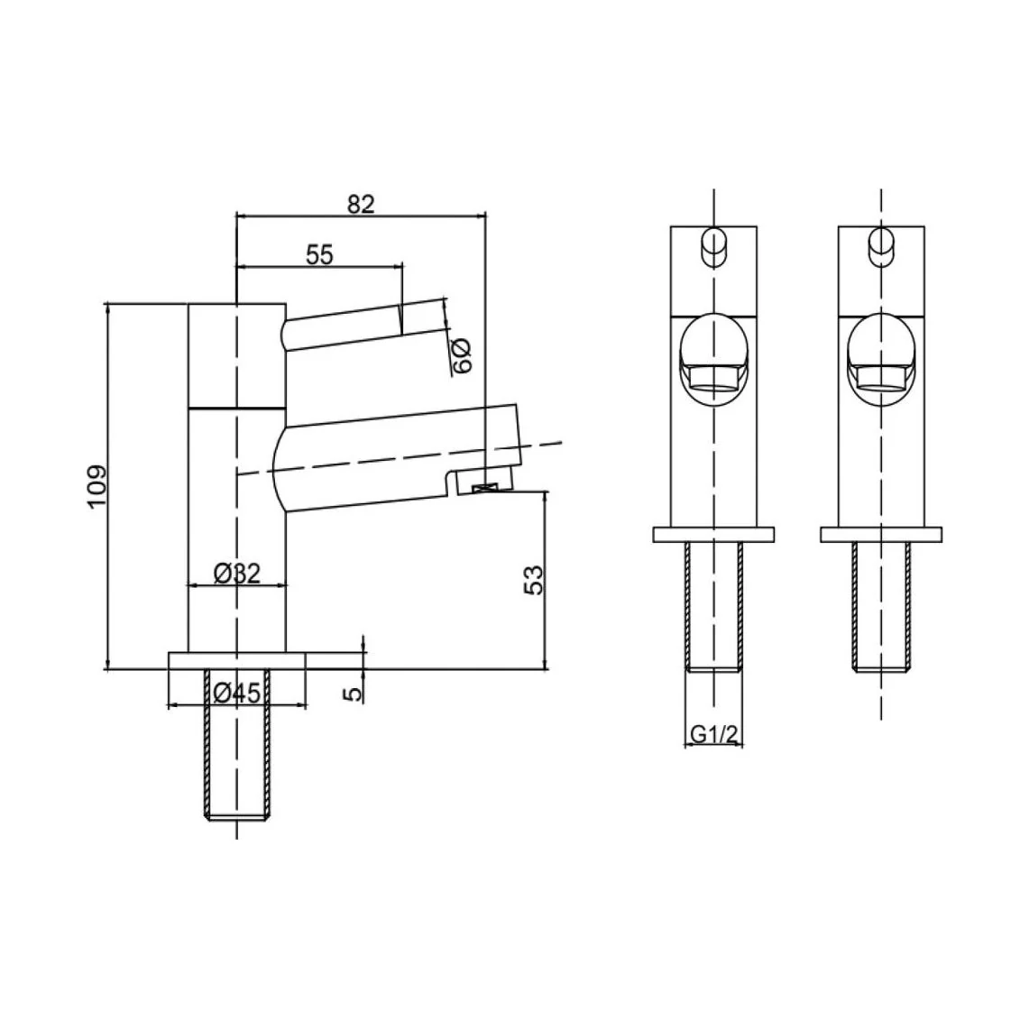 Modern Bathroom Minimalist Round Basin Pillar Taps - Chrome - Image 2