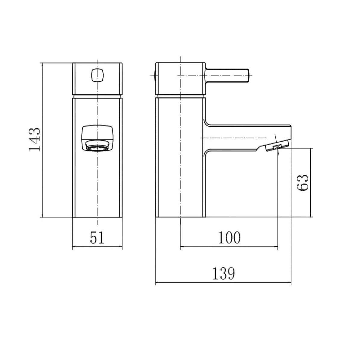 Contemporary Bathroom Square Mono Basin Mixer Tap with Waste - Chrome - Image 2