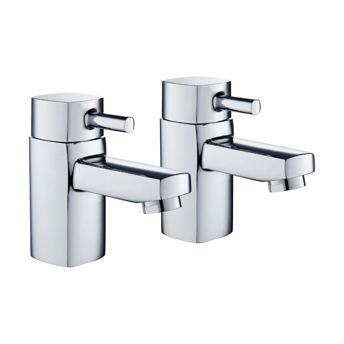 Contemporary Bathroom Square Bath Pillar Taps - Chrome