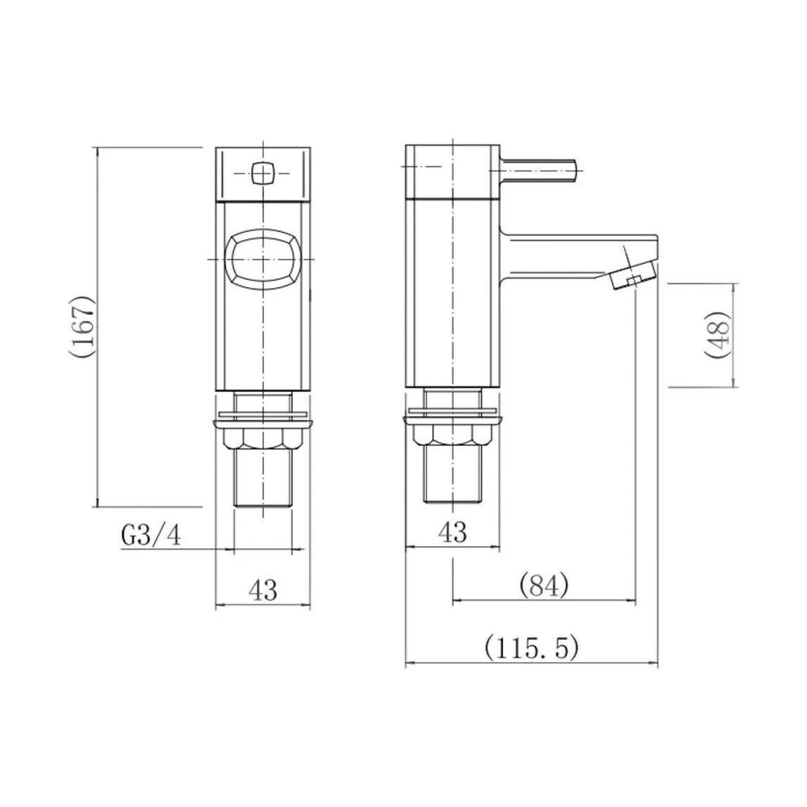 Contemporary Bathroom Square Bath Pillar Taps - Chrome - Image 2