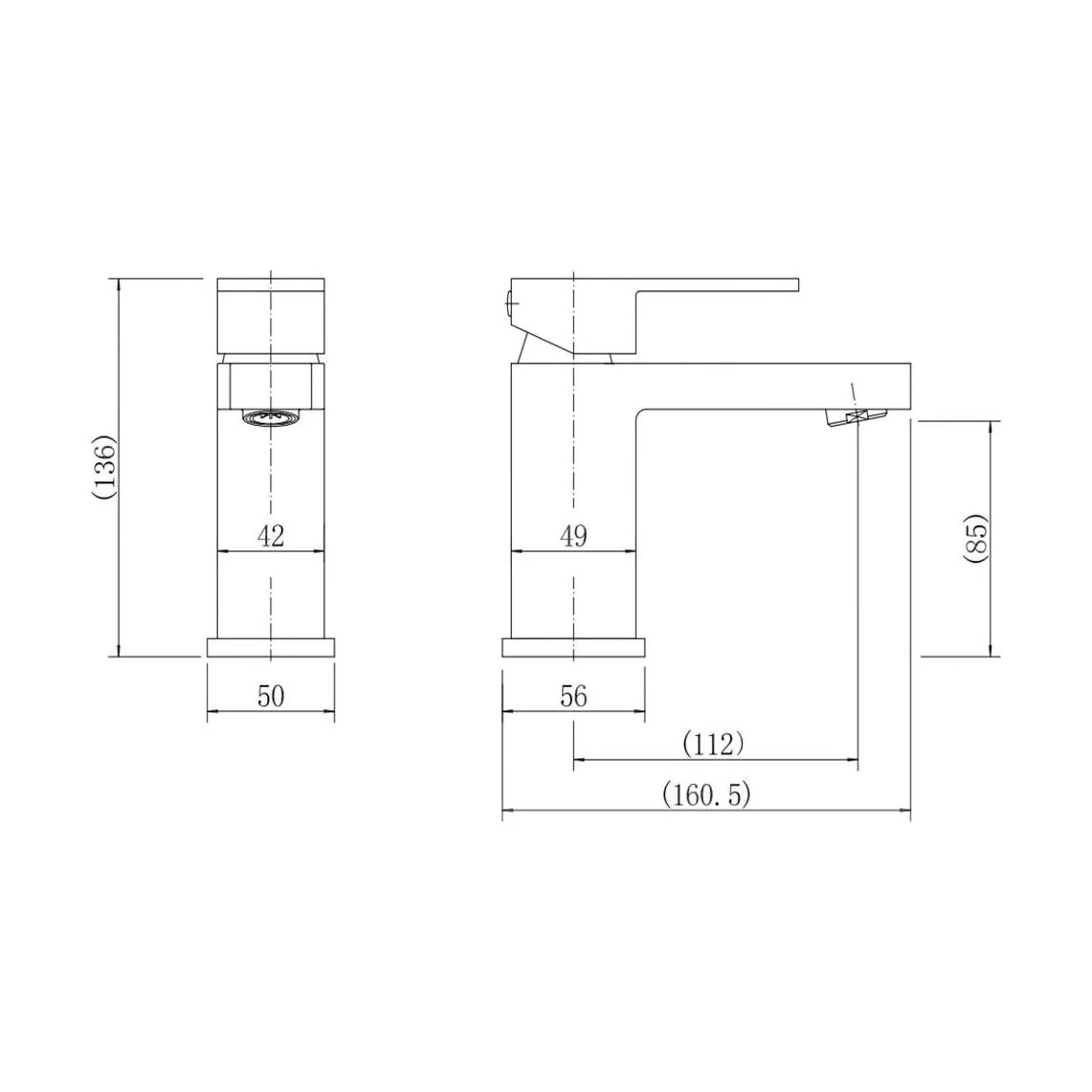 Modern Bathroom Soft Square Mono Basin Mixer Tap with Waste - Chrome - Image 4