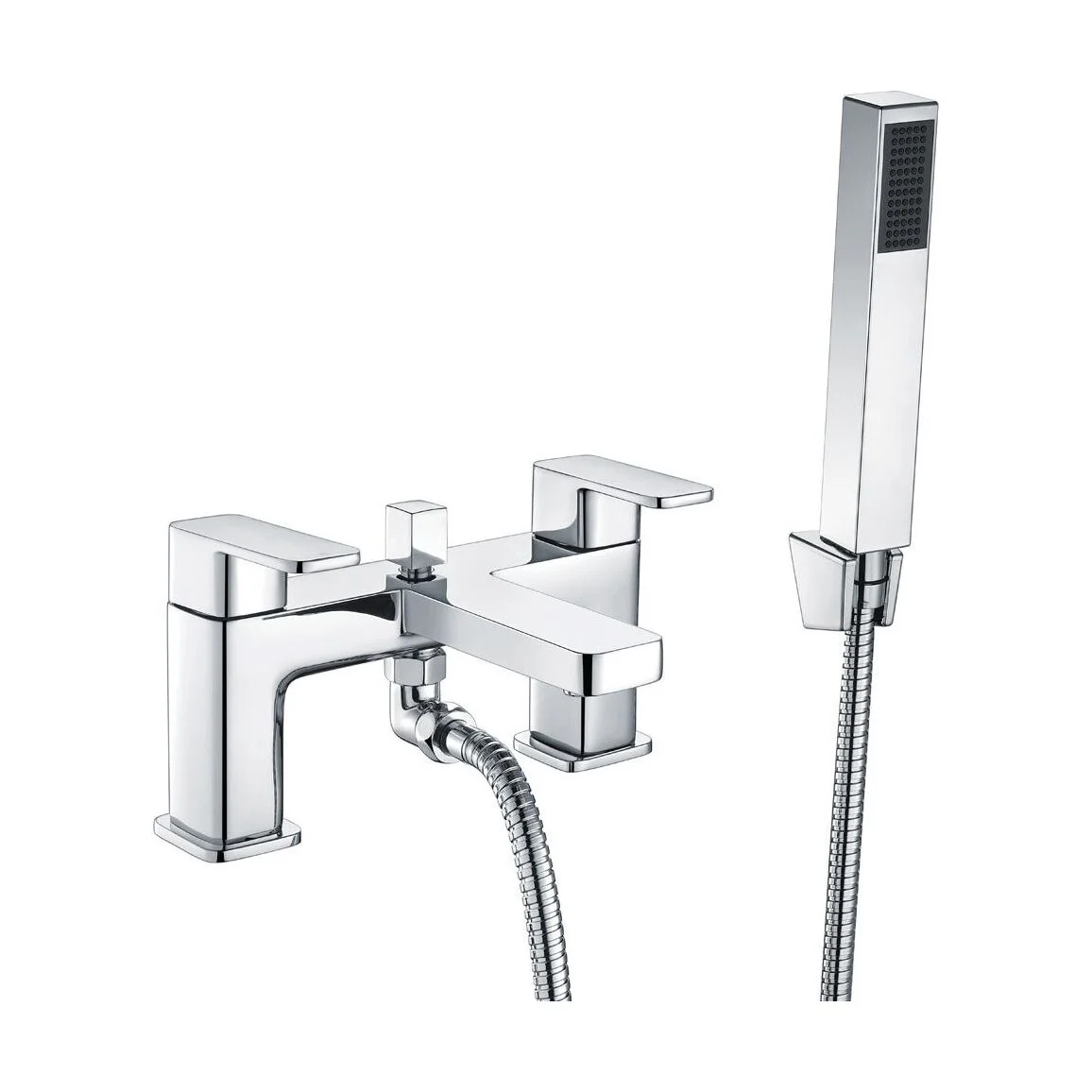 Modern Bathroom Soft Square Bath Shower Mixer Tap - Chrome