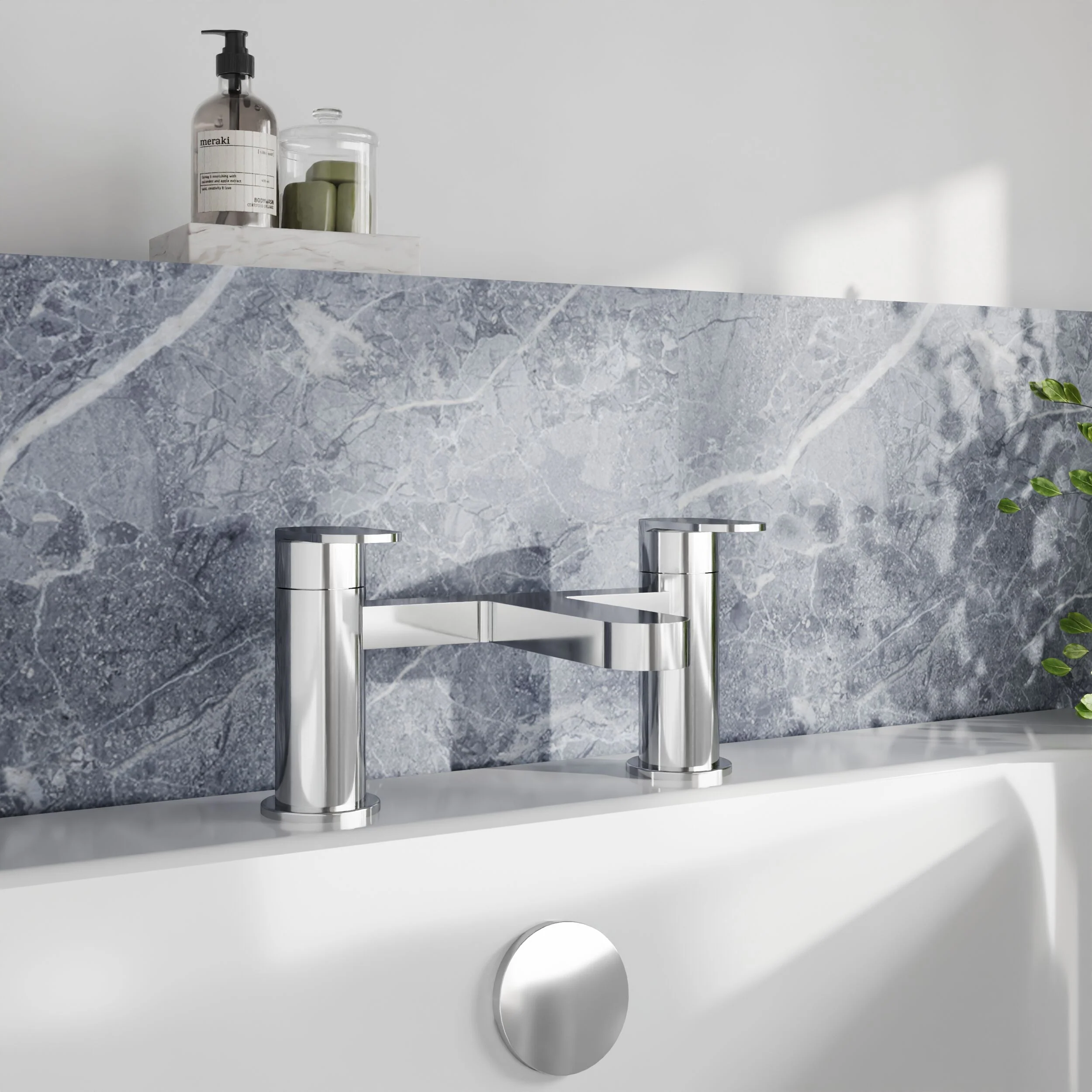 Balterley Cascade Round Deck Mounted Bath Tap - Chrome - Image 2