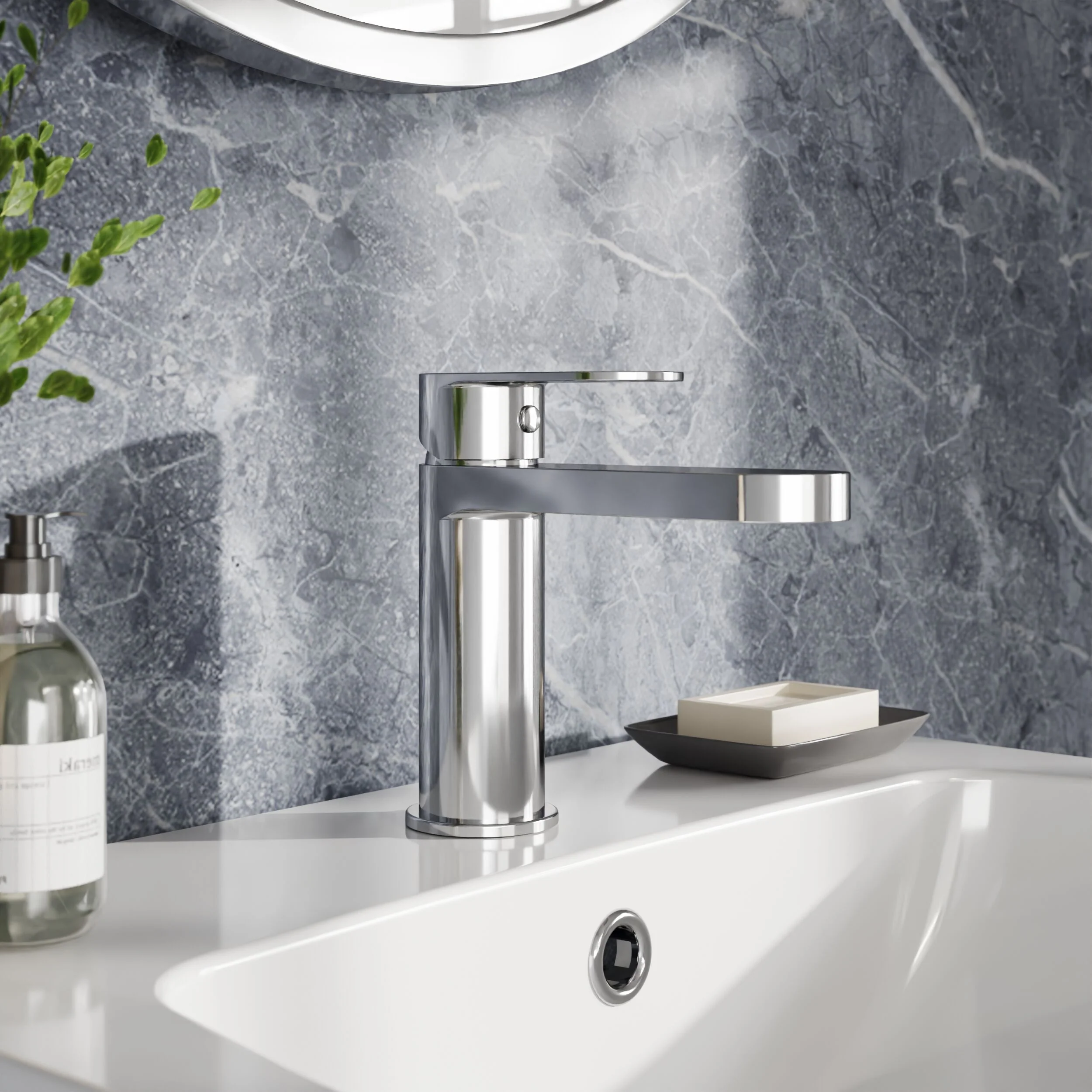 Balterley Cascade Round Mono Basin Mixer Tap & Push Button Waste - Chrome - Image 2