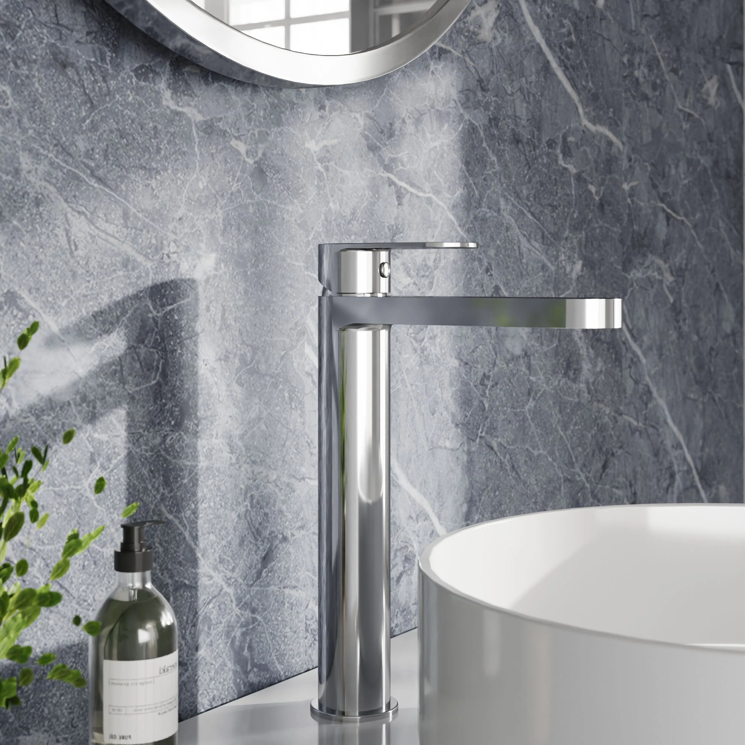 Balterley Cascade Round Tall Mono Basin Mixer Tap - Chrome - Image 2