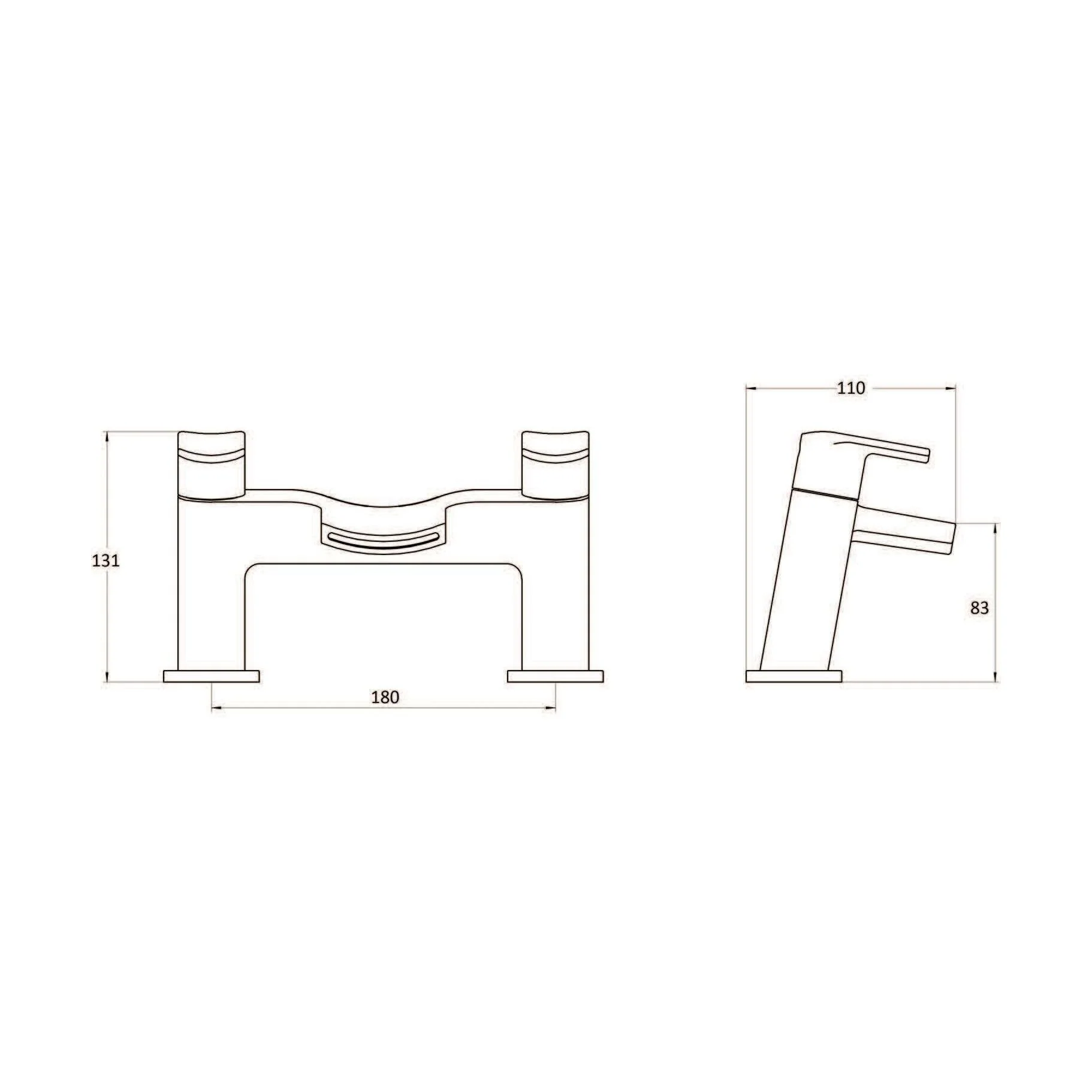 Modern Deck Mounted Bath Filler Tap - Chrome - Image 2