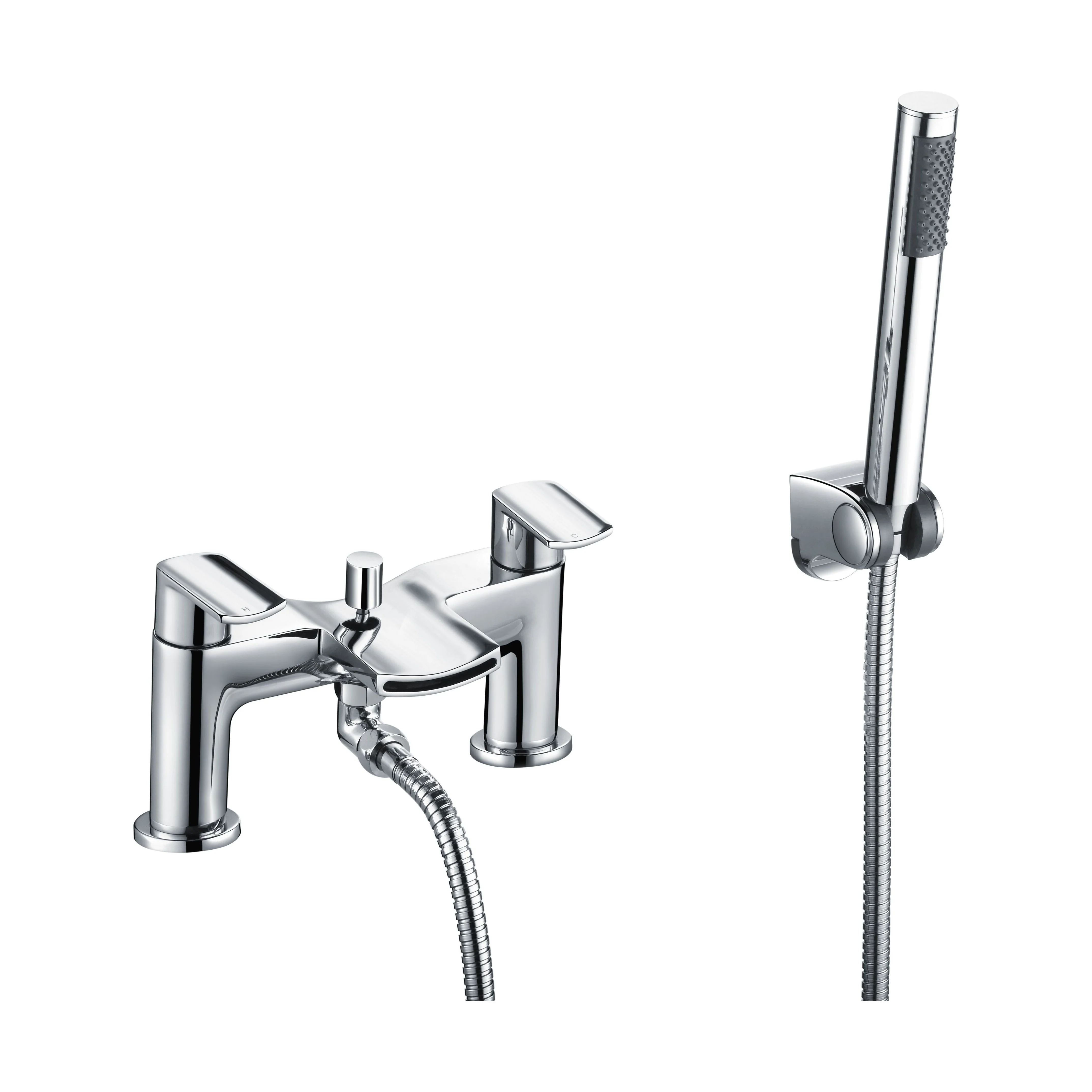 Modern Bath Shower Mixer Tap with Shower Kit - Chrome