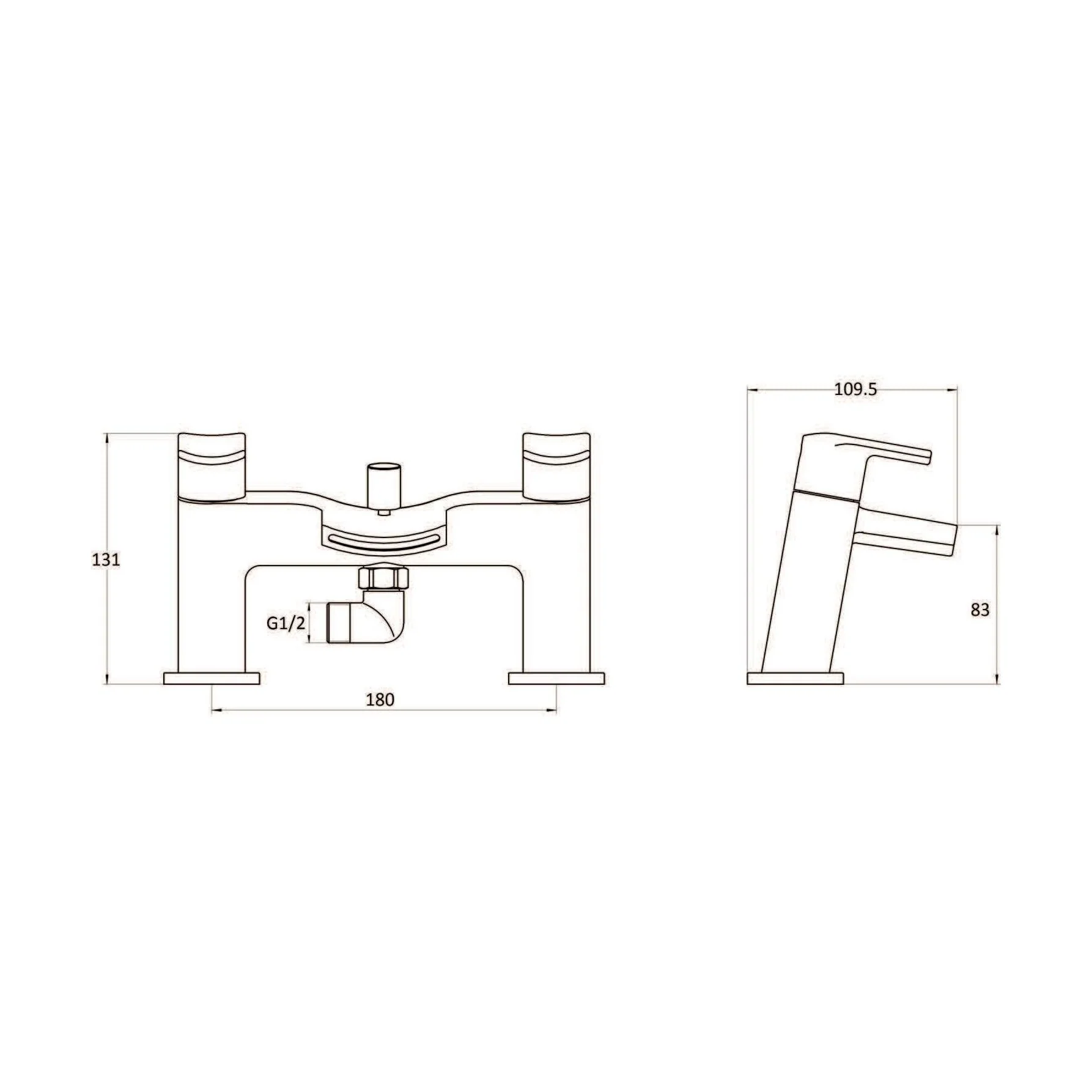 Modern Bath Shower Mixer Tap with Shower Kit - Chrome - Image 2