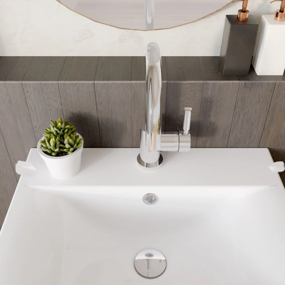 Contemporary Arch Round Tall Lever Mono Basin Mixer Tap (Waste Included) - Chrome - Balterley - Image 3