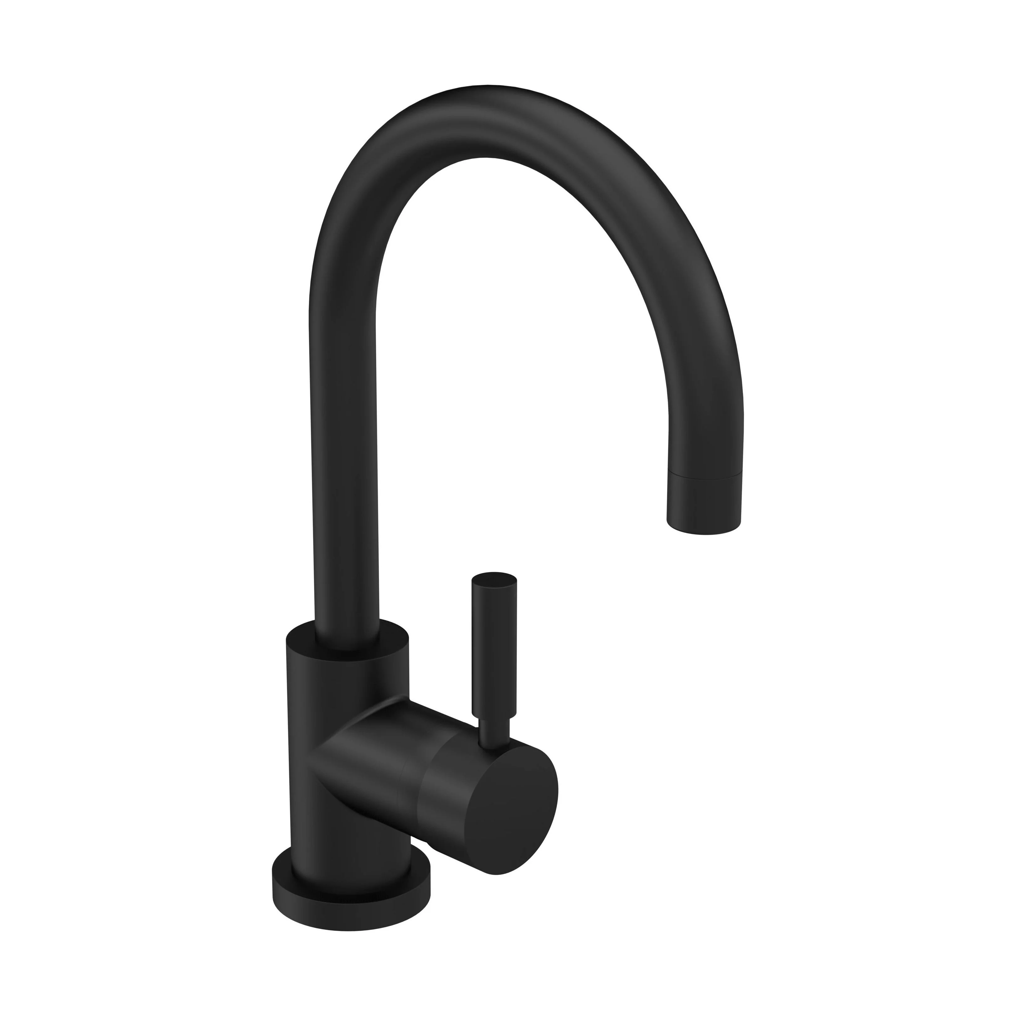 Contemporary Arch Round Tall Lever Mono Basin Mixer Tap (Waste Included) - Matt Black - Balterley