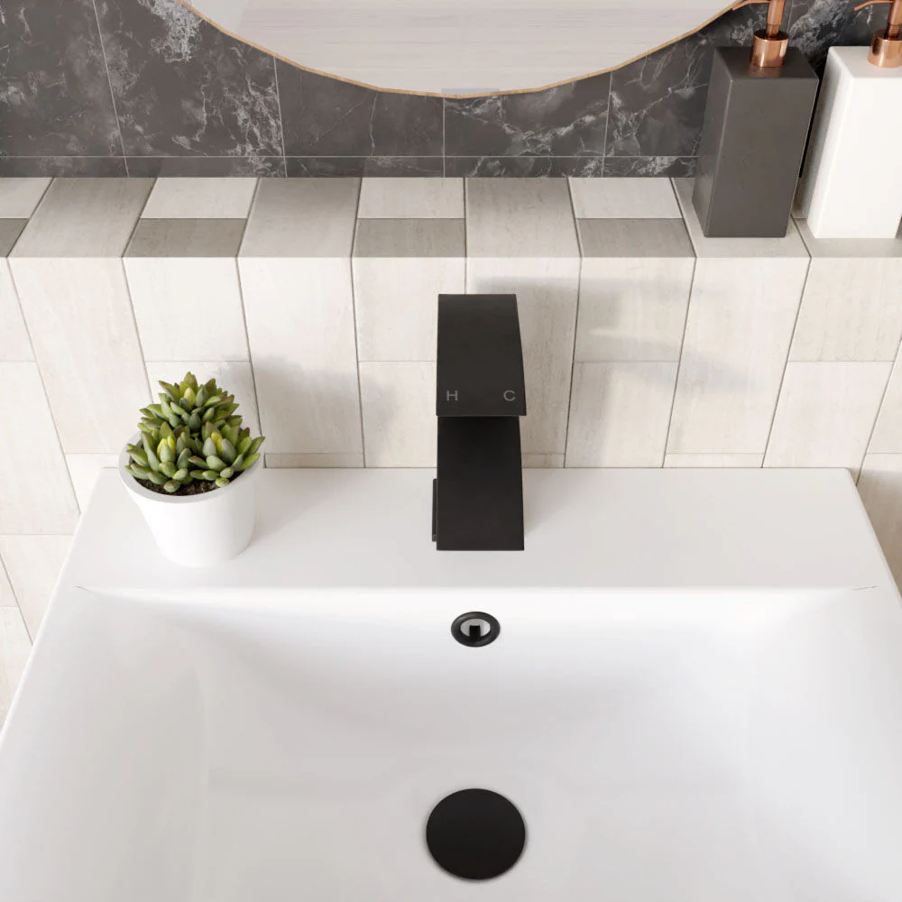 Contemporary Arch Round Tall Lever Mono Basin Mixer Tap (Waste Included) - Matt Black - Balterley - Image 3