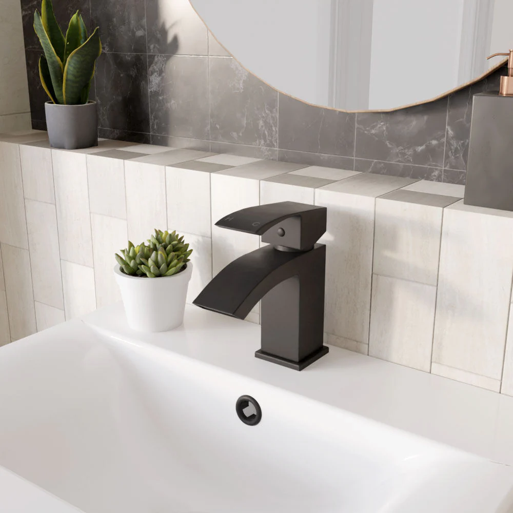 Contemporary Arch Round Tall Lever Mono Basin Mixer Tap (Waste Included) - Matt Black - Balterley - Image 4