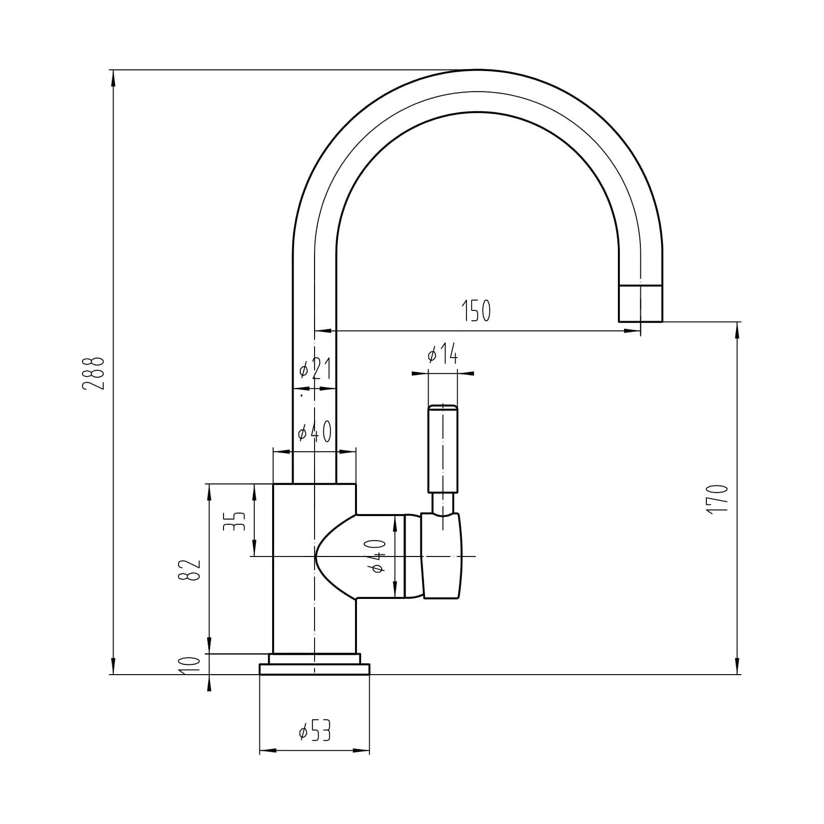 Contemporary Arch Round Tall Lever Mono Basin Mixer Tap (Waste Included) - Brushed Brass - Balterley - Image 5