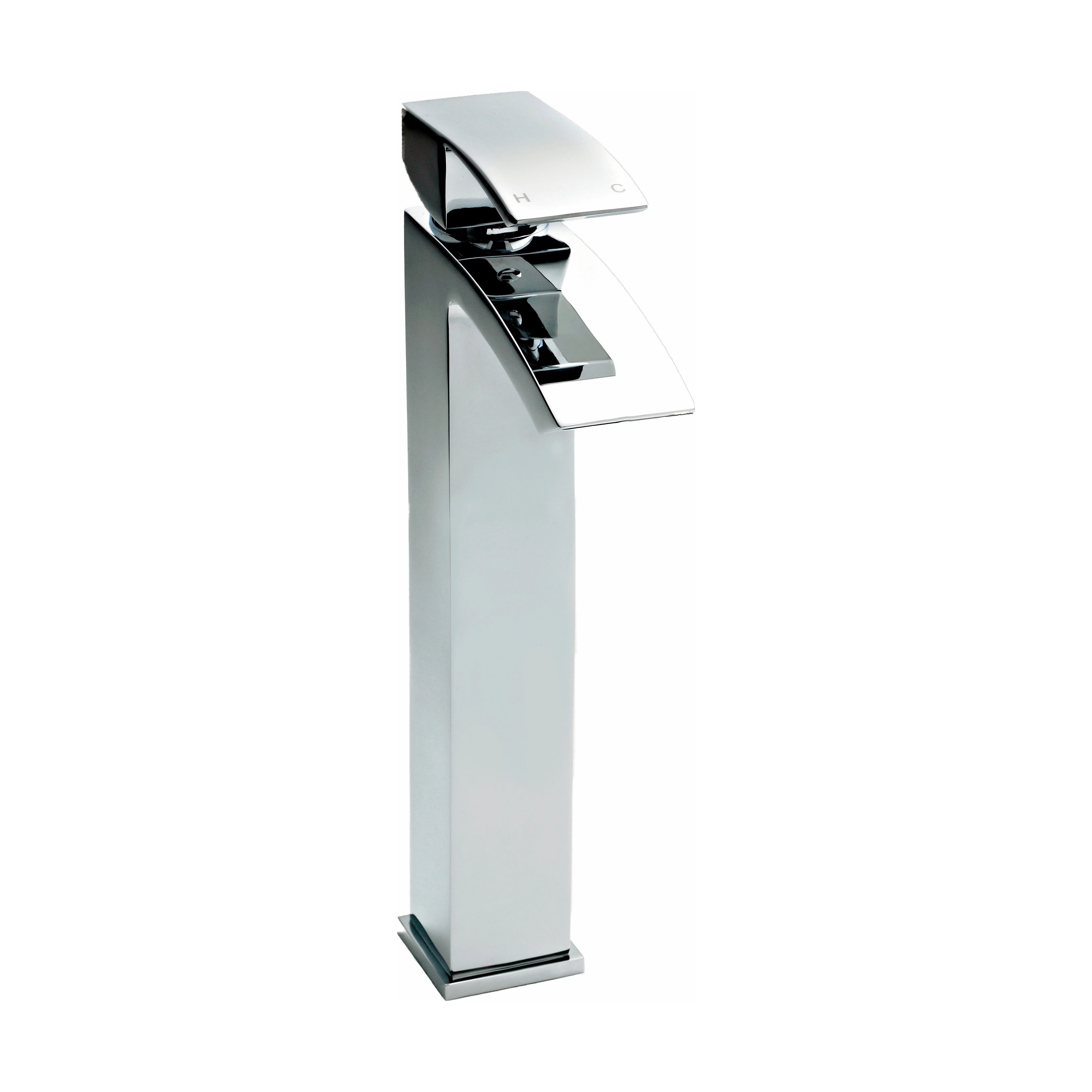 Balterley Contemporary Square Tall Single Lever Deck Mounted Mono Basin Mixer Tap, High Rise Design, 307 x 52 x 139mm, Chrome