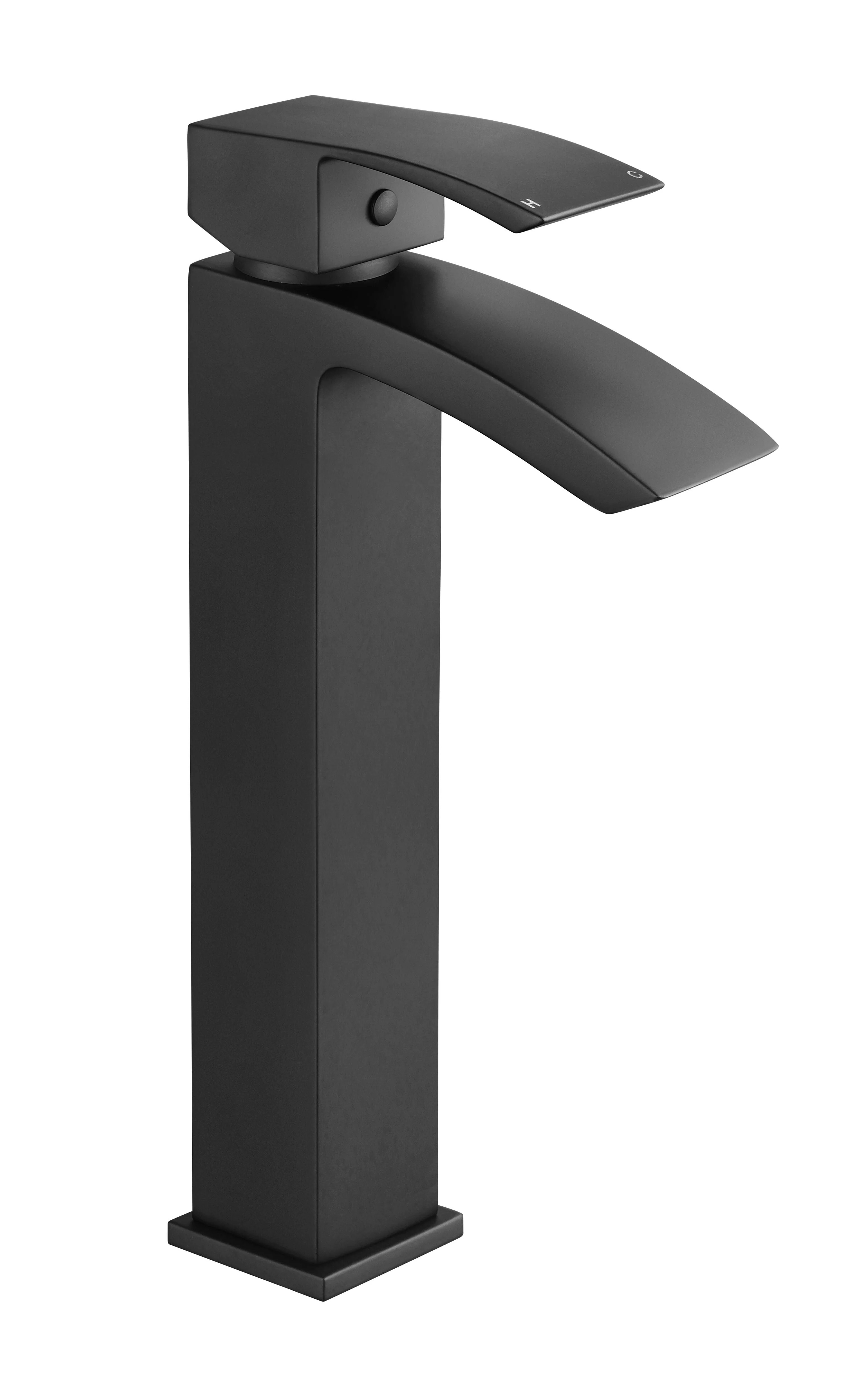Balterley Contemporary Square Tall Single Lever Deck Mounted Mono Basin Mixer Tap, High Rise Design, 307 x 52 x 139mm, Matt Black