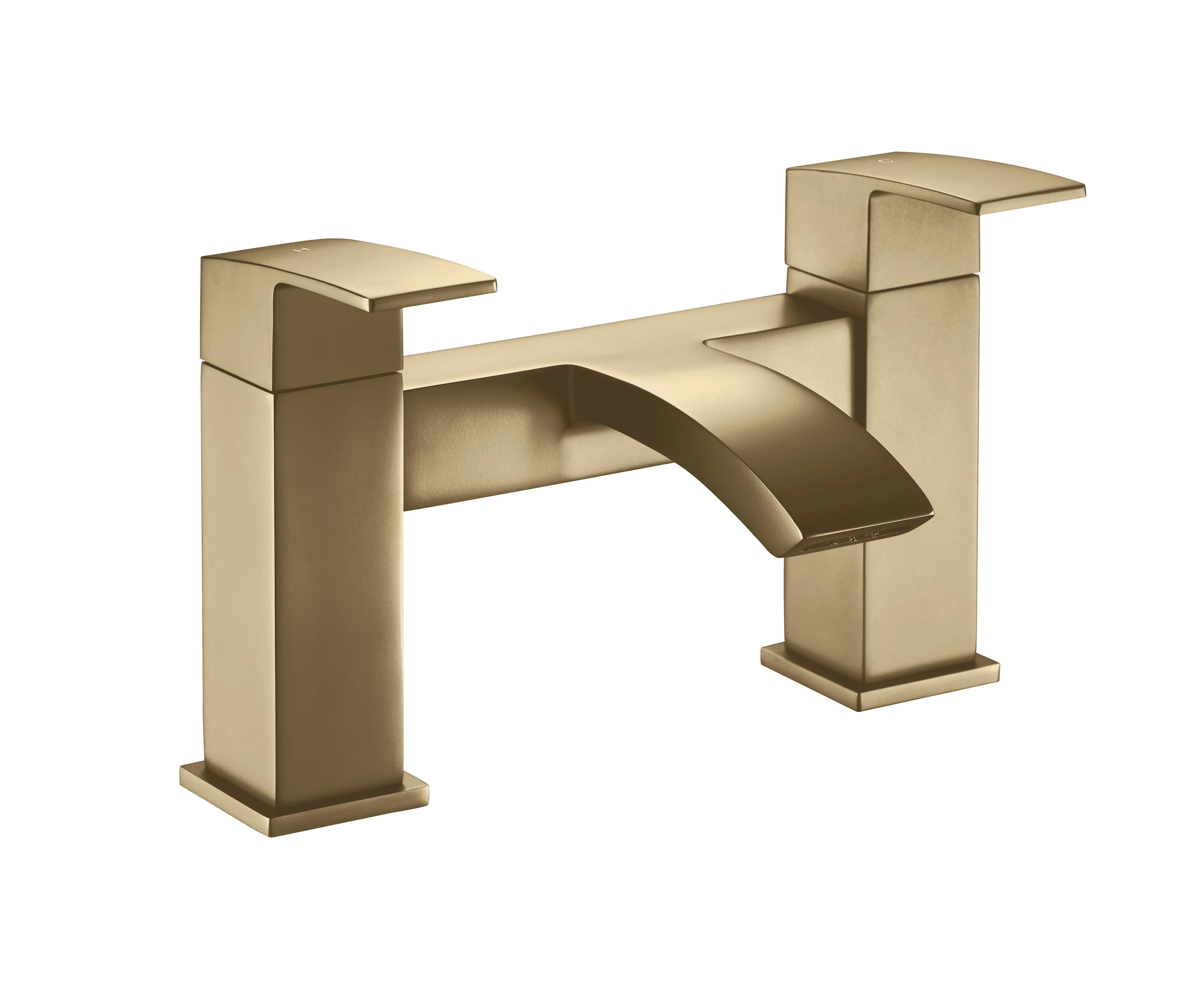 Balterley Contemporary Square Dual Lever Deck Mounted Bath Filler Tap with Ceramic Disc Technology 229 x 127 x 138mm Brushed Brass