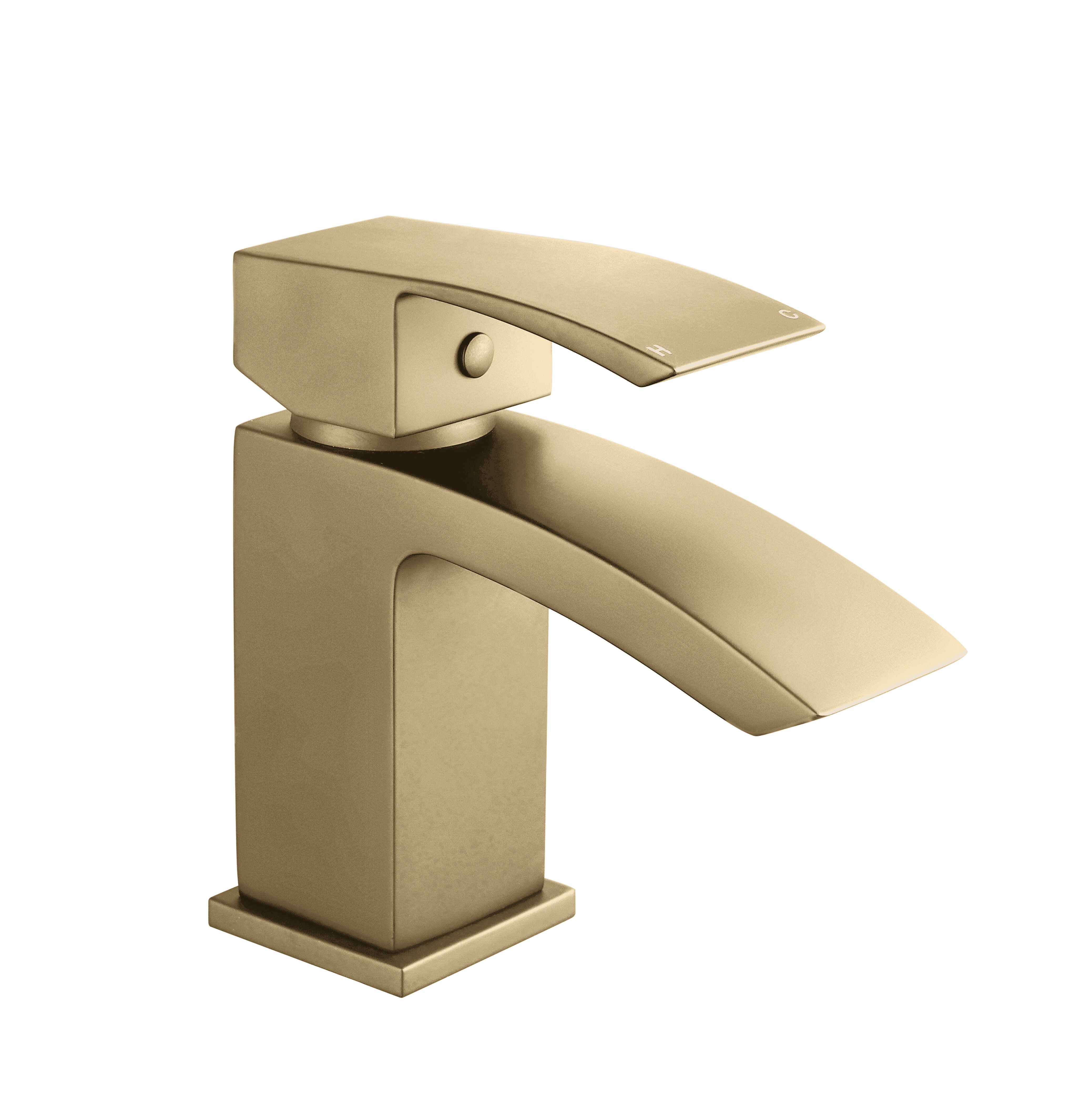 Balterley Contemporary Single Lever Deck Mounted Mono Basin Mixer Tap with Push Button Waste, 180 x 55 x 134mm, Brushed Brass