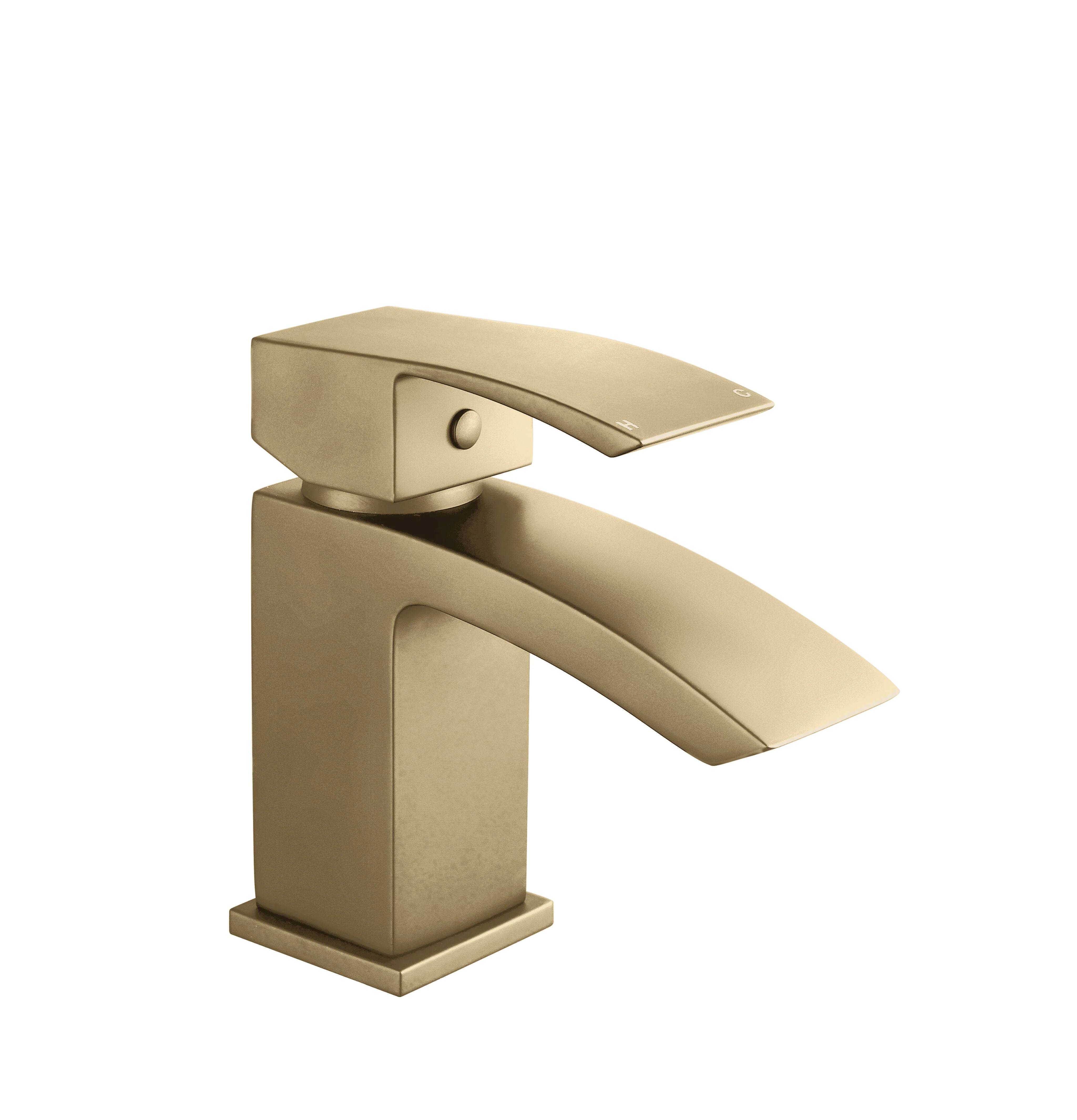 Balterley Contemporary Soft Square Single Lever Deck Mounted Mono Basin Tap with Waste, 137 × 48 × 131mm, Brushed Brass