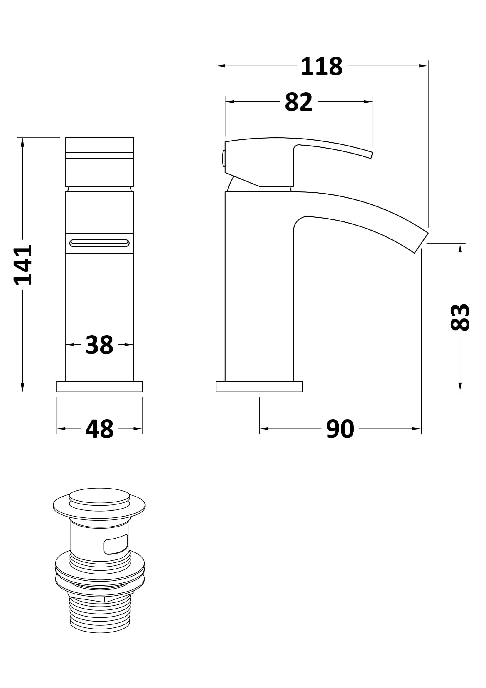 Balterley Contemporary Soft Square Single Lever Deck Mounted Mono Basin Tap with Waste, 137 × 48 × 131mm, Brushed Brass - Image 2