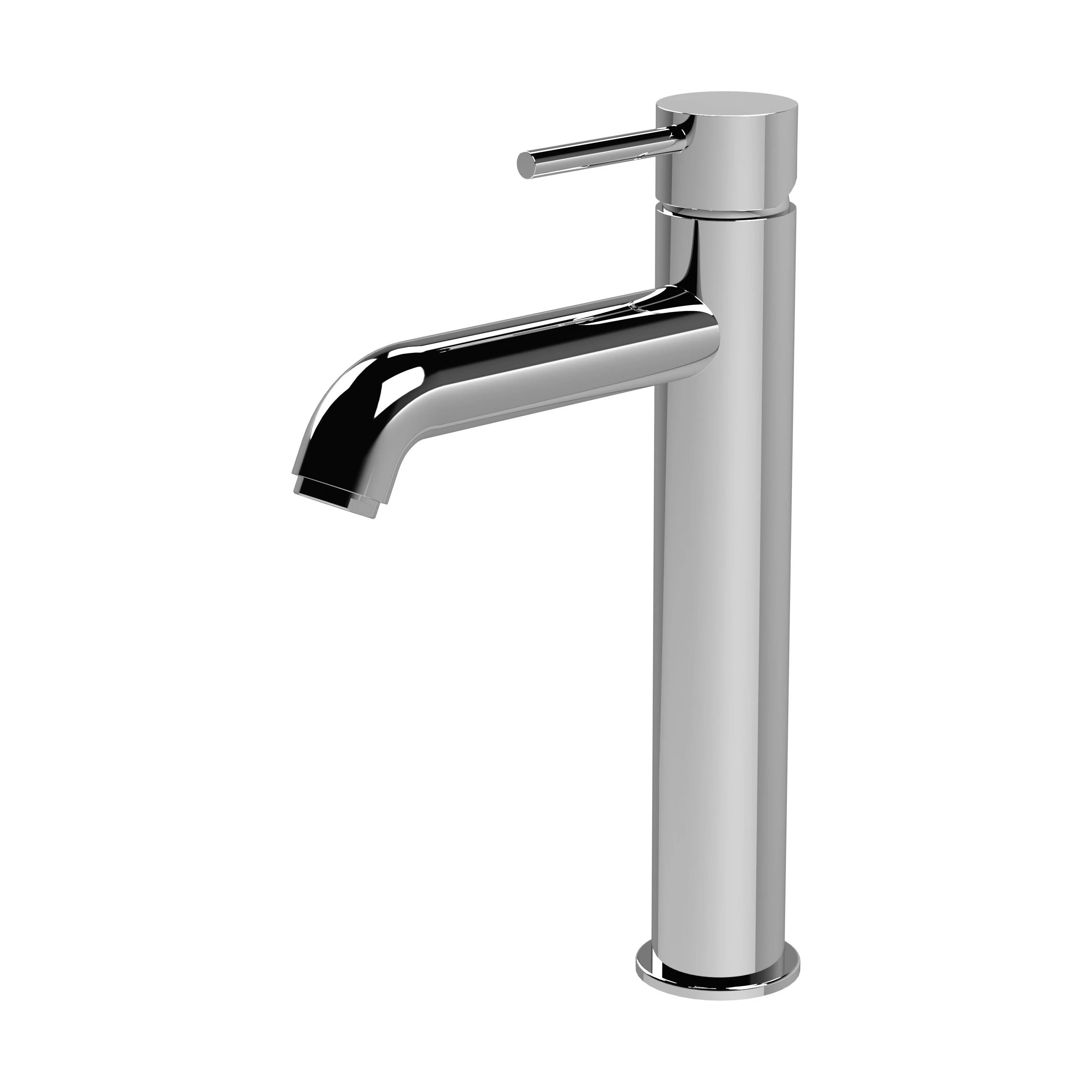 Round Minimalist Tall Mono Basin Mixer Tap - Chrome