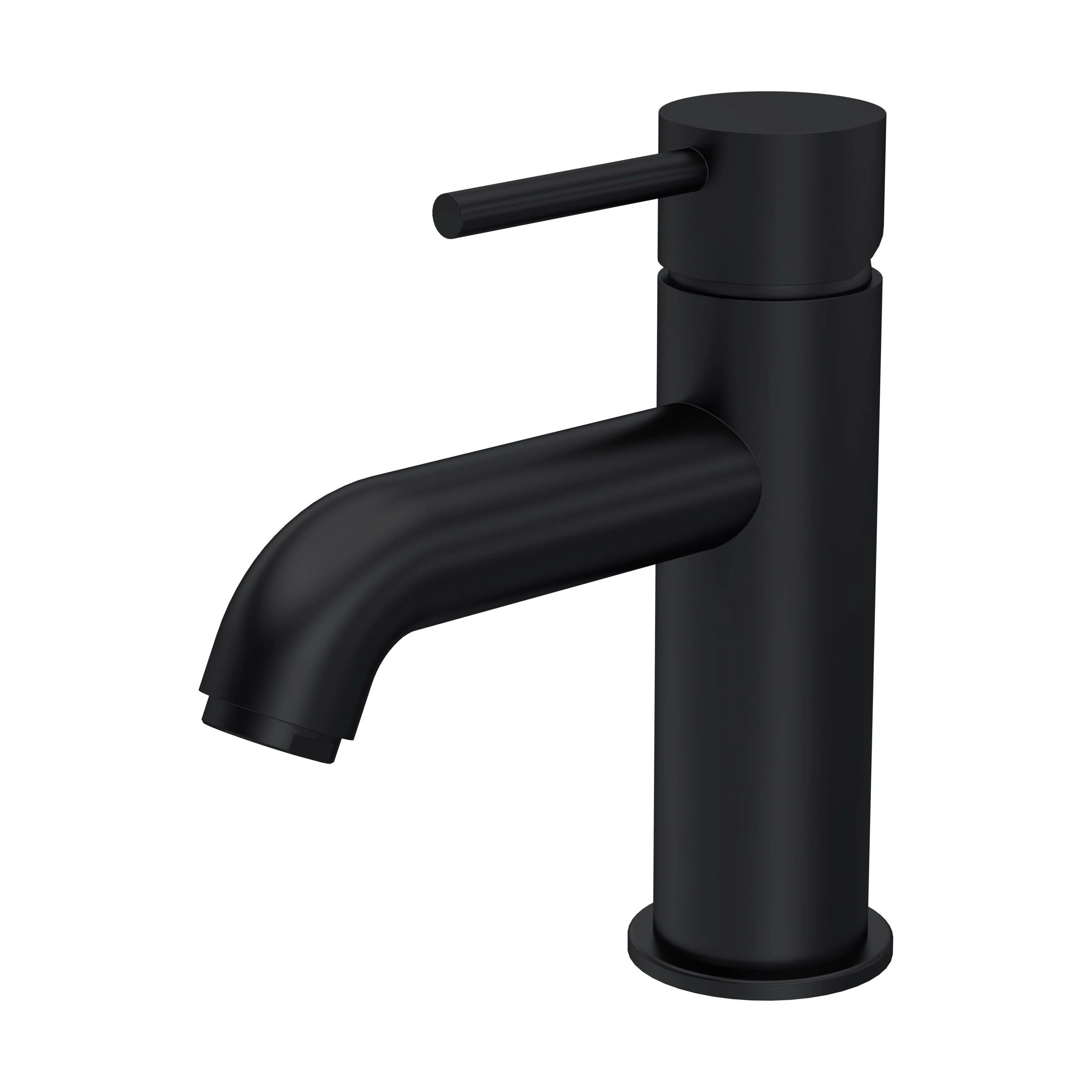 Contemporary Round Mono Basin Mixer Tap & Push Button Waste - Matt Black - Balterley