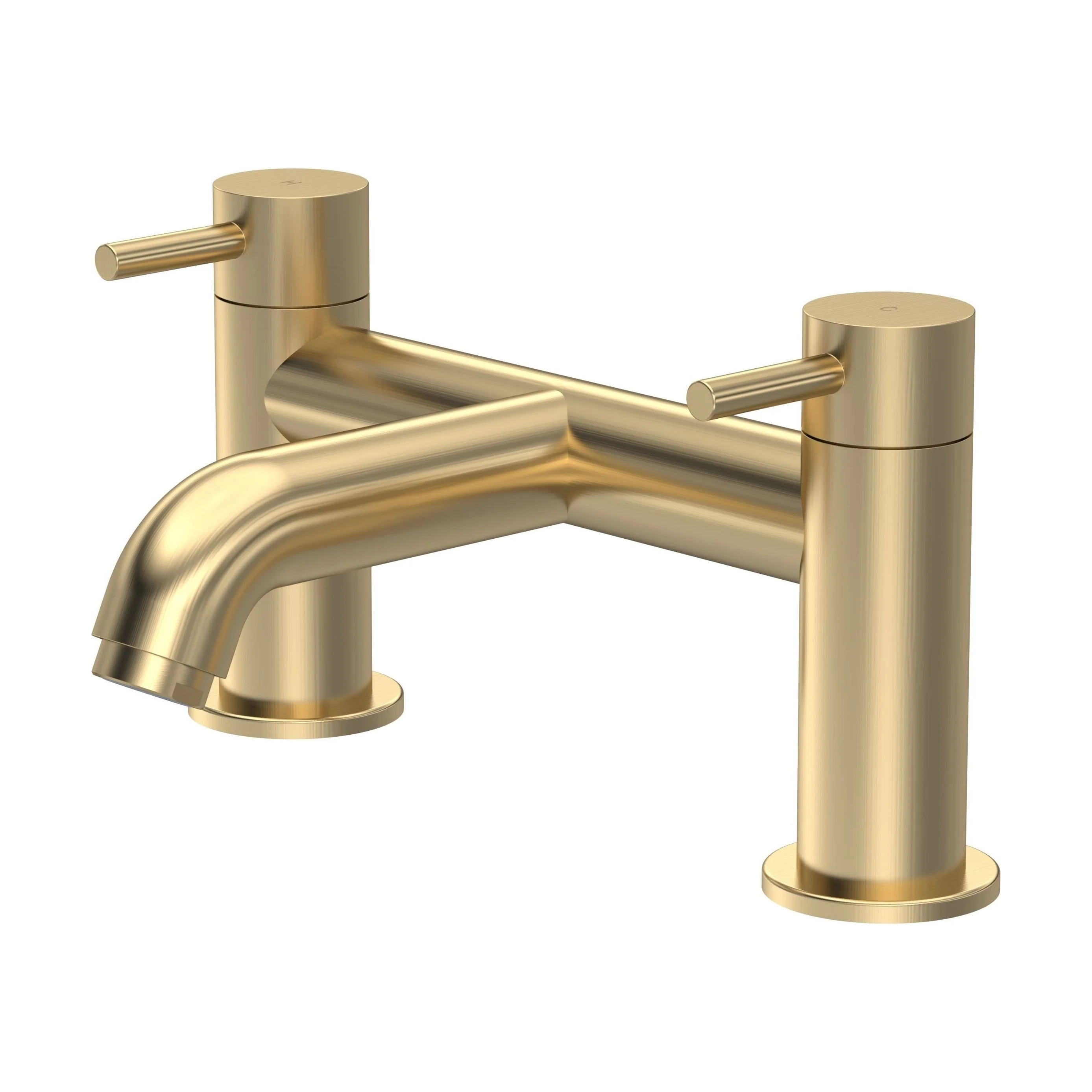 Round Minimalist Deck Mounted Bath Filler Tap - Brushed Brass - Balterley