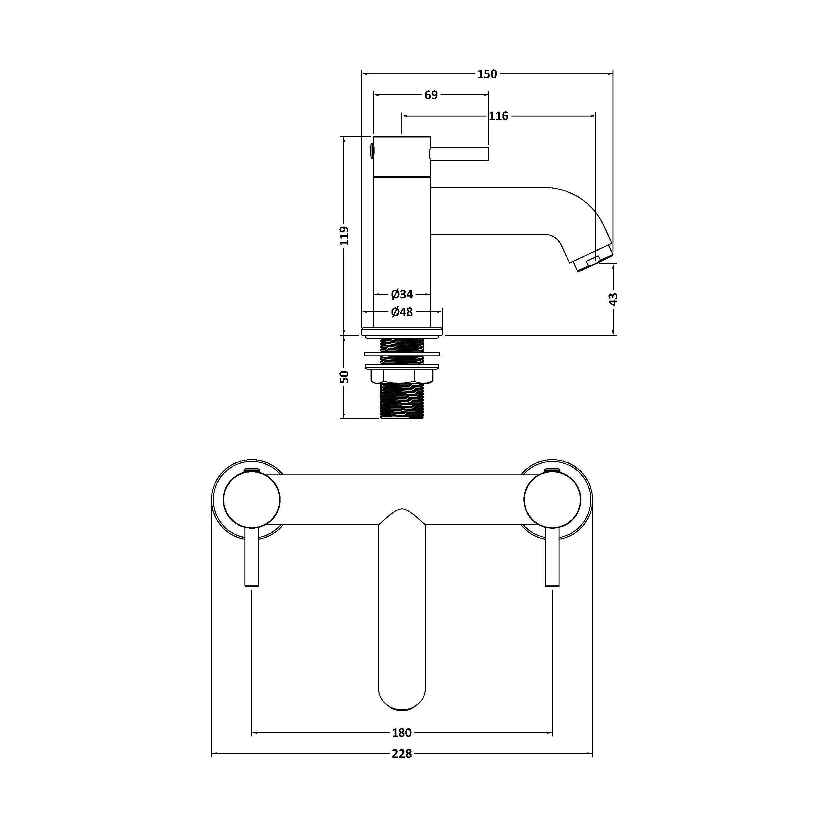 Round Minimalist Deck Mounted Bath Filler Tap - Brushed Brass - Balterley - Image 3
