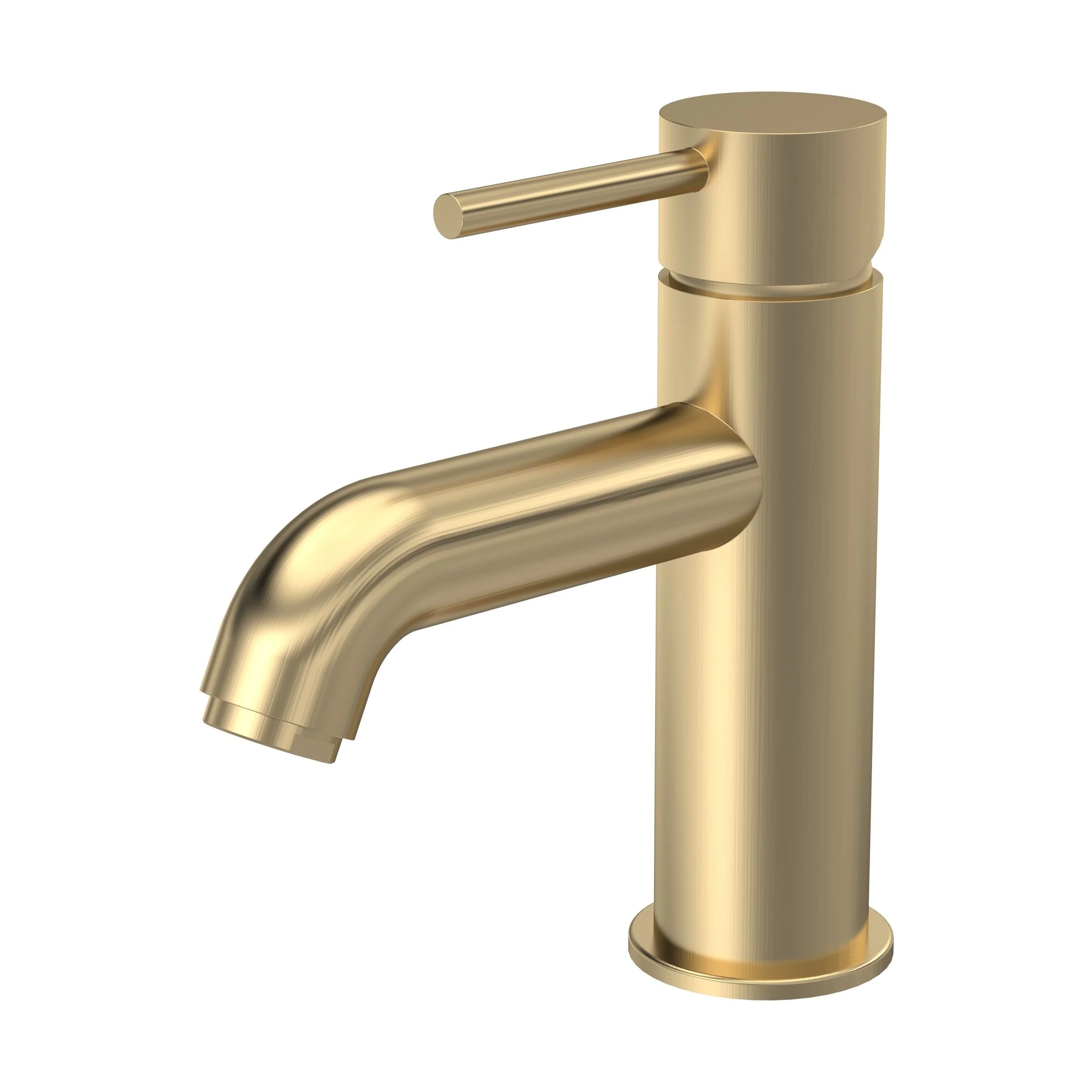 Round Mono Basin Sink Mixer Tap & Push Button Waste - Brushed Brass - Balterley