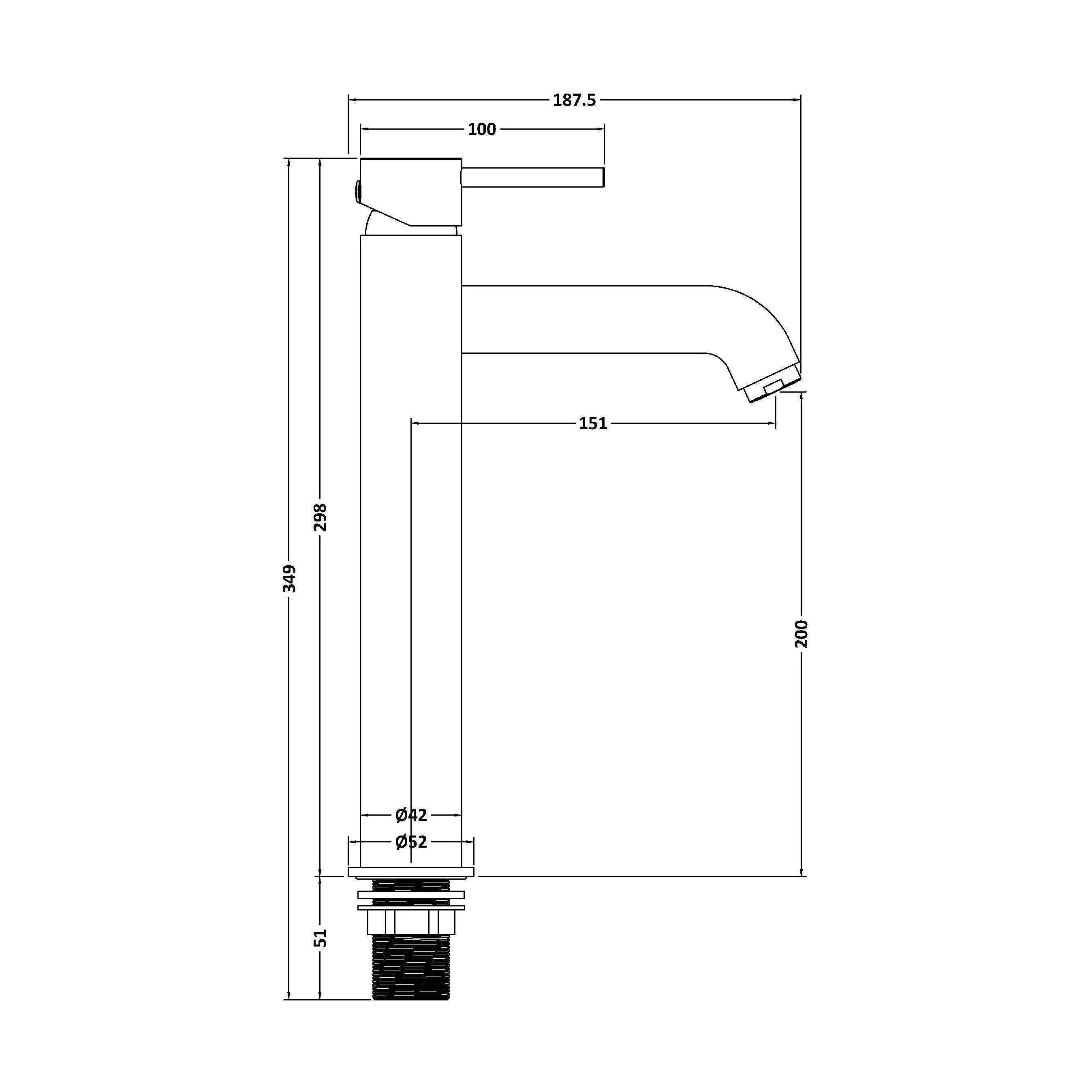 Round Minimalist Tall Mono Basin Mixer Tap - Brushed Brass - Image 3