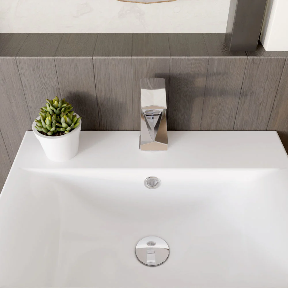 Balterley Square Mono Basin Mixer Tap & Push Button Waste, Single Lever with Ceramic Disc - Chrome Finish - Image 3