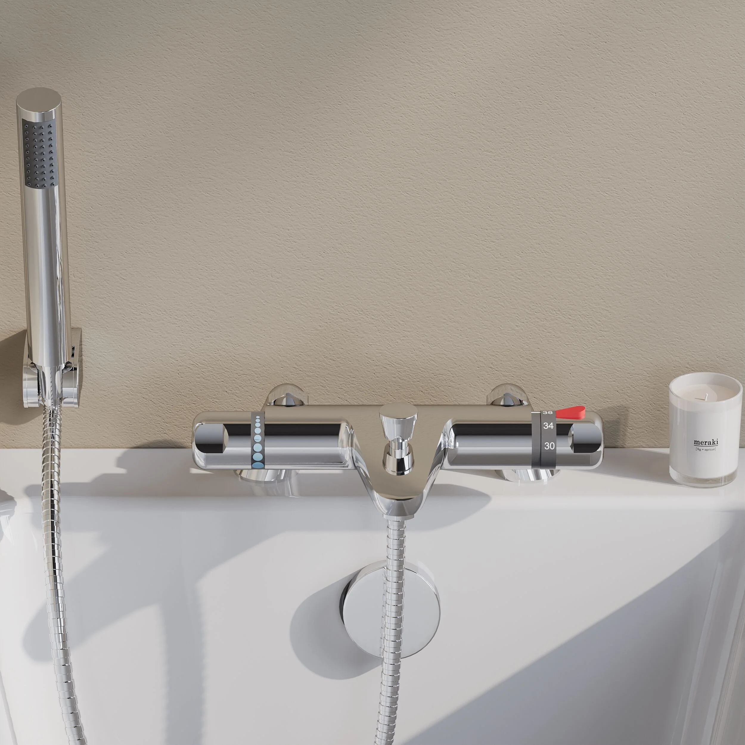 Chrome Thermostatic Deck Mounted Bath Shower Mixer Bar Valve Tap - Image 2