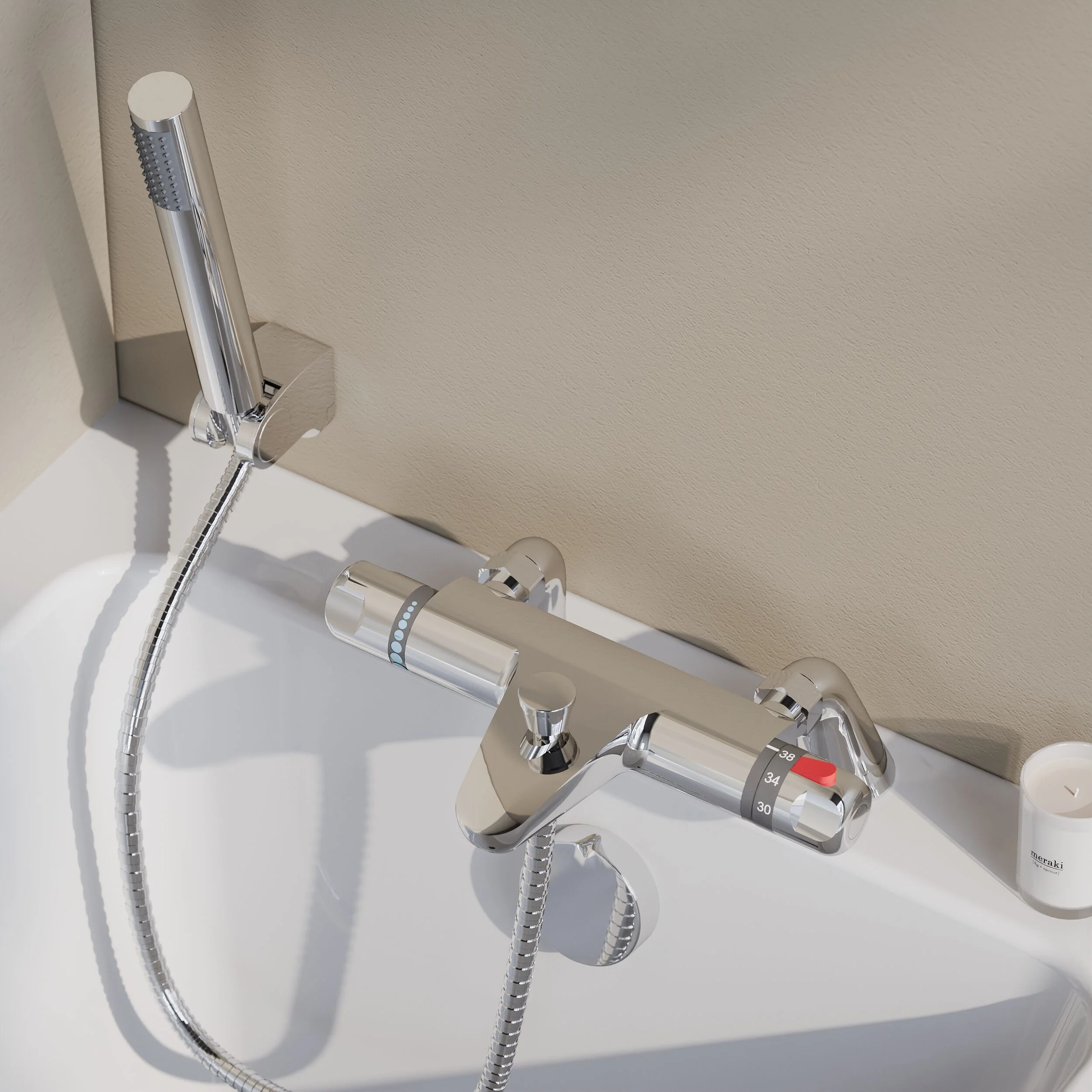 Chrome Thermostatic Deck Mounted Bath Shower Mixer Bar Valve Tap - Image 3