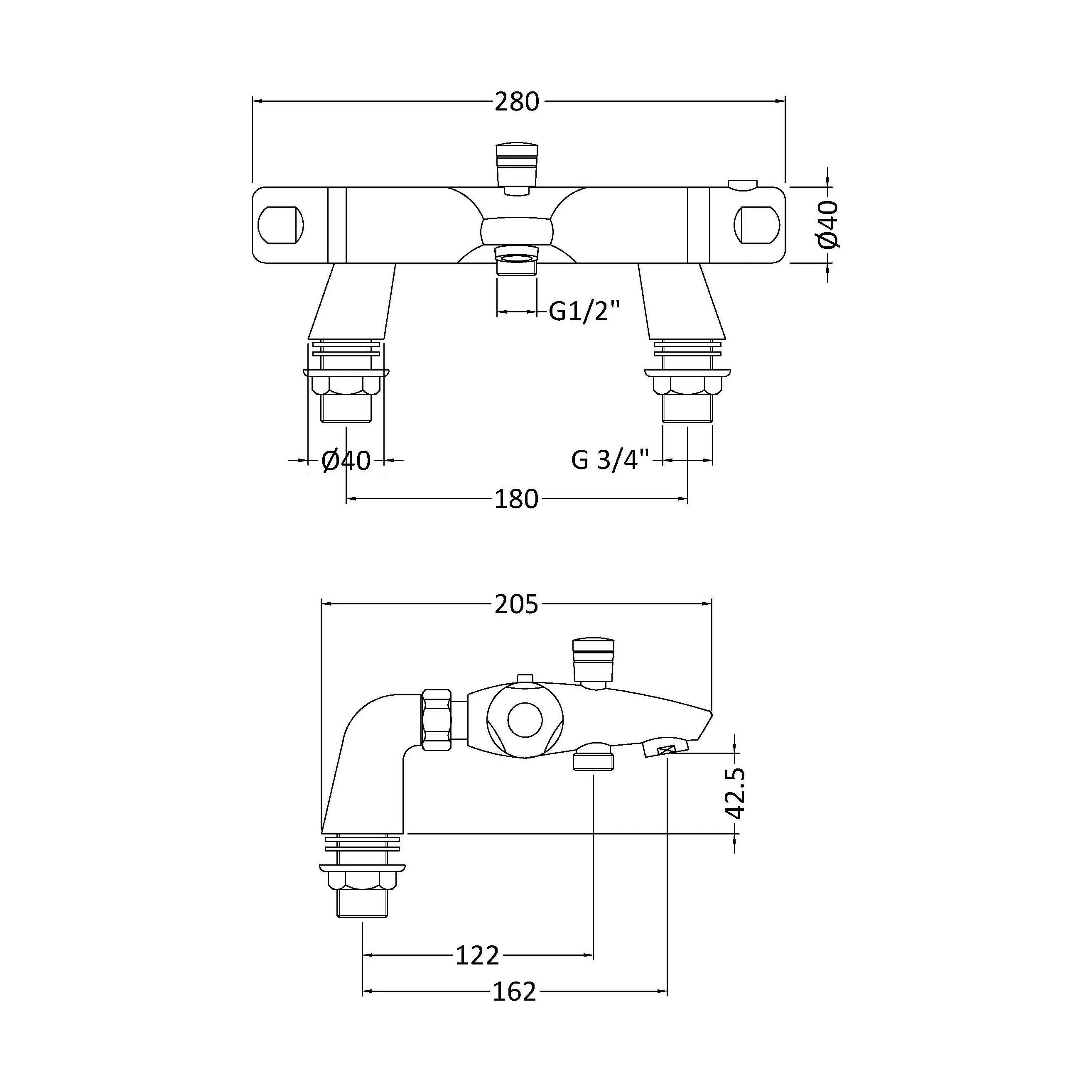 Chrome Thermostatic Deck Mounted Bath Shower Mixer Bar Valve Tap - Image 4