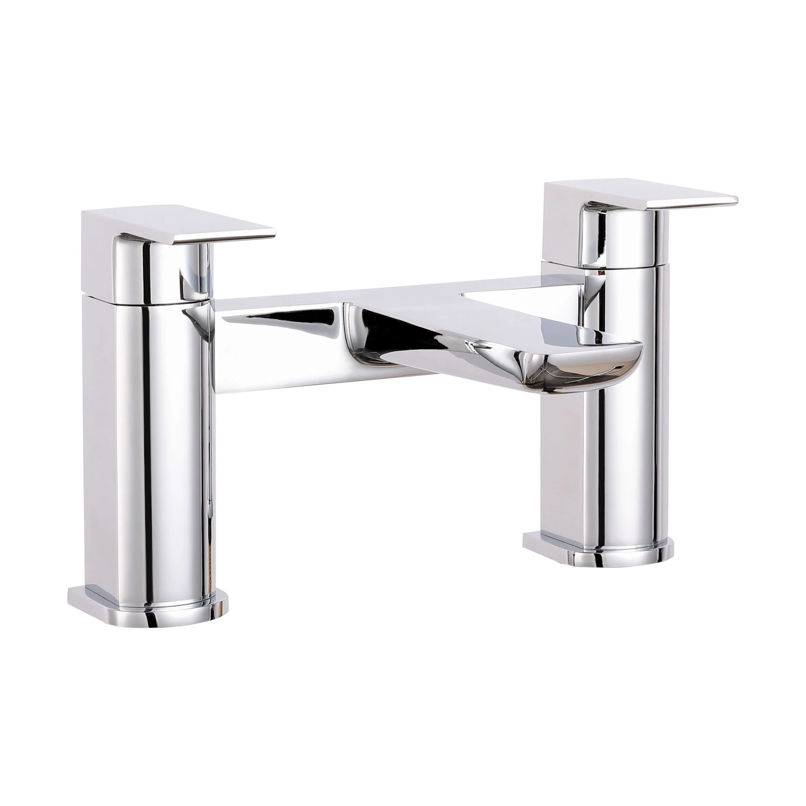 Balterley Contemporary Soft Square Dual Lever Deck Mounted Bath Filler Tap with 1/4 Turn Ceramic Disc, 136 x 230 x 147mm, Chrome