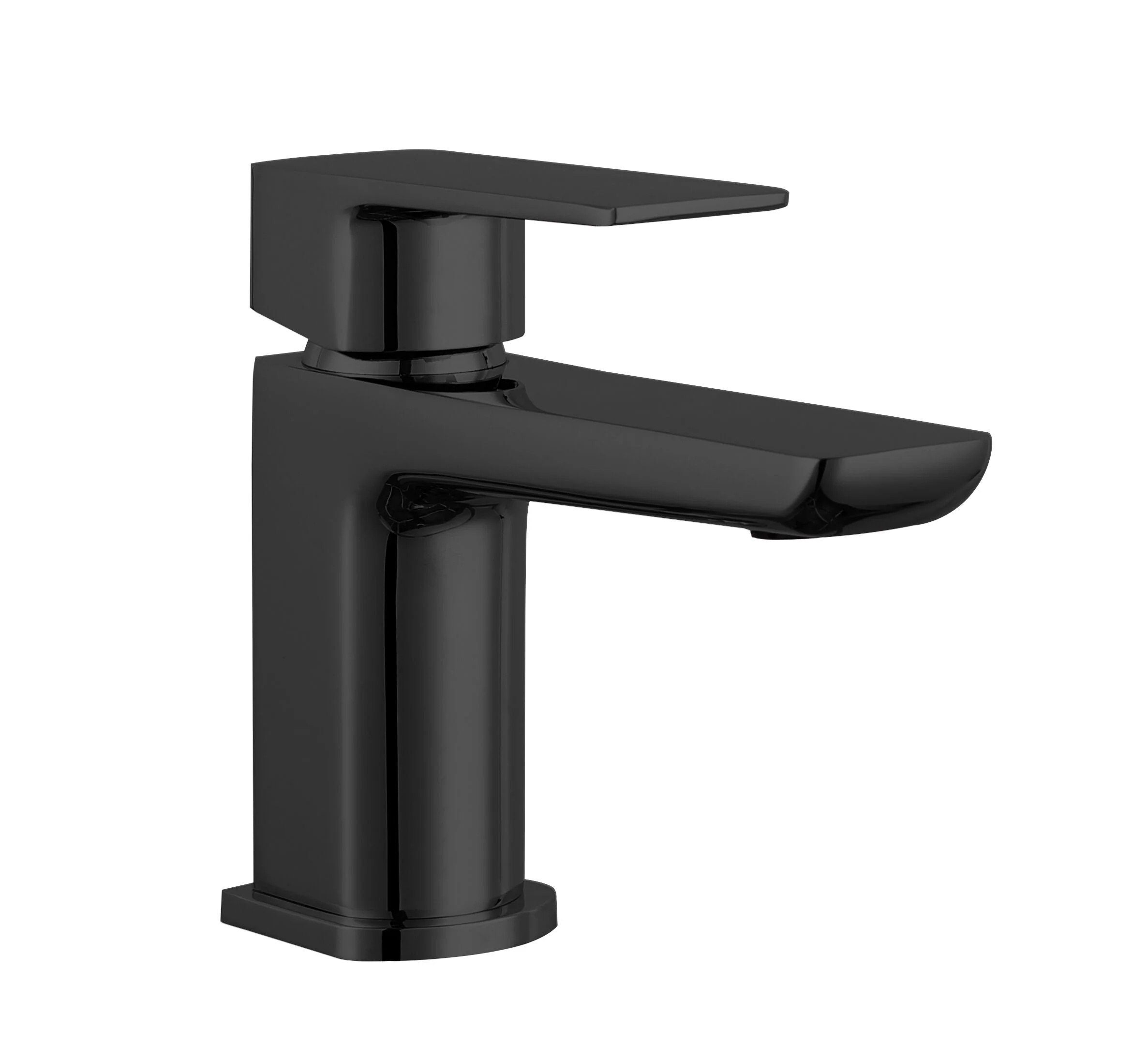 Balterley Contemporary Square Single Lever Deck Mounted Mono Basin Mixer Tap with Push Button Waste, 160 x 50 x 152mm, Matt Black