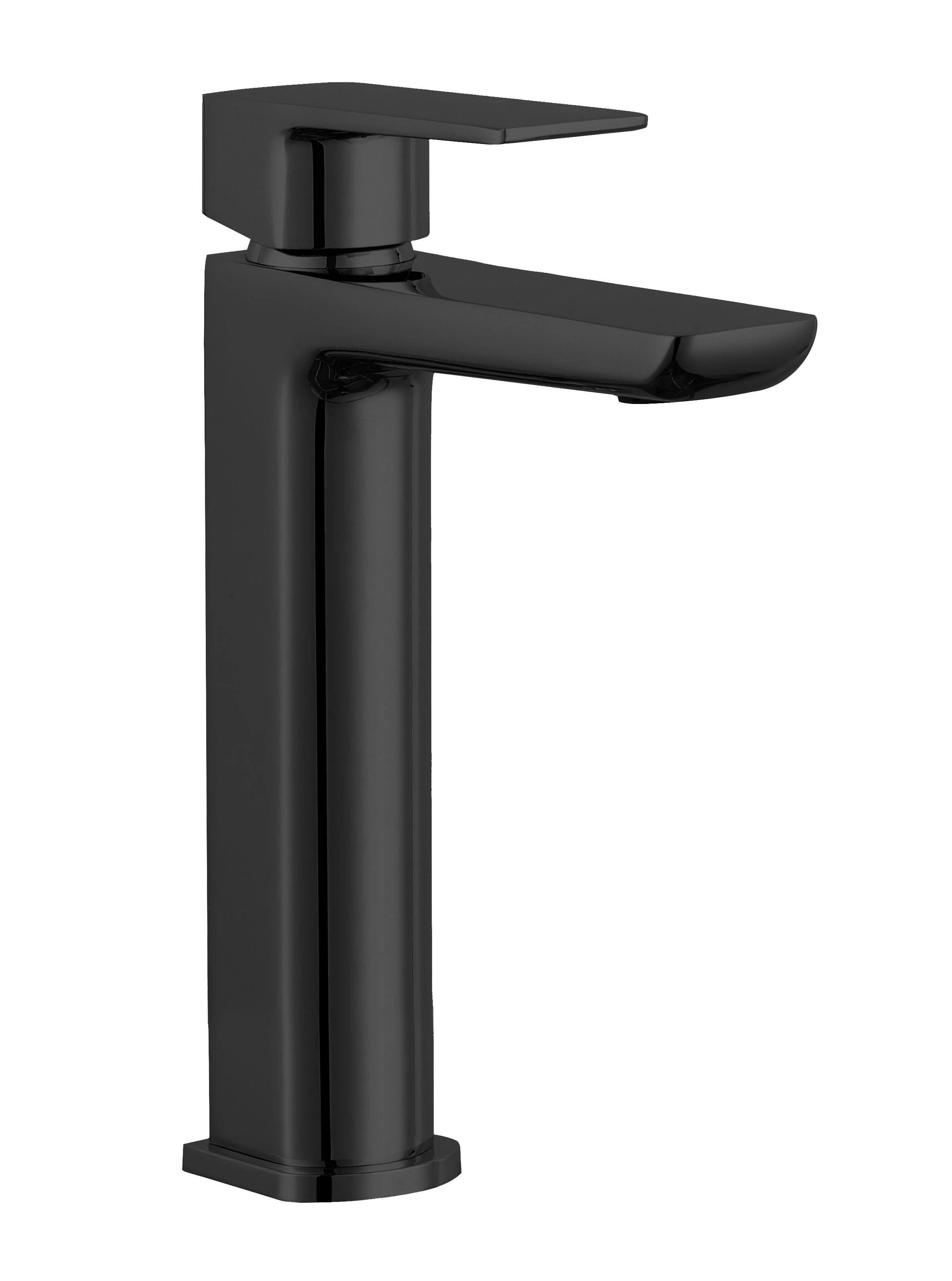 Balterley Contemporary Soft Square Single Lever Deck Mounted Tall Basin Mixer Tap, 275.5 x 49.5 x 186mm, Matt Black