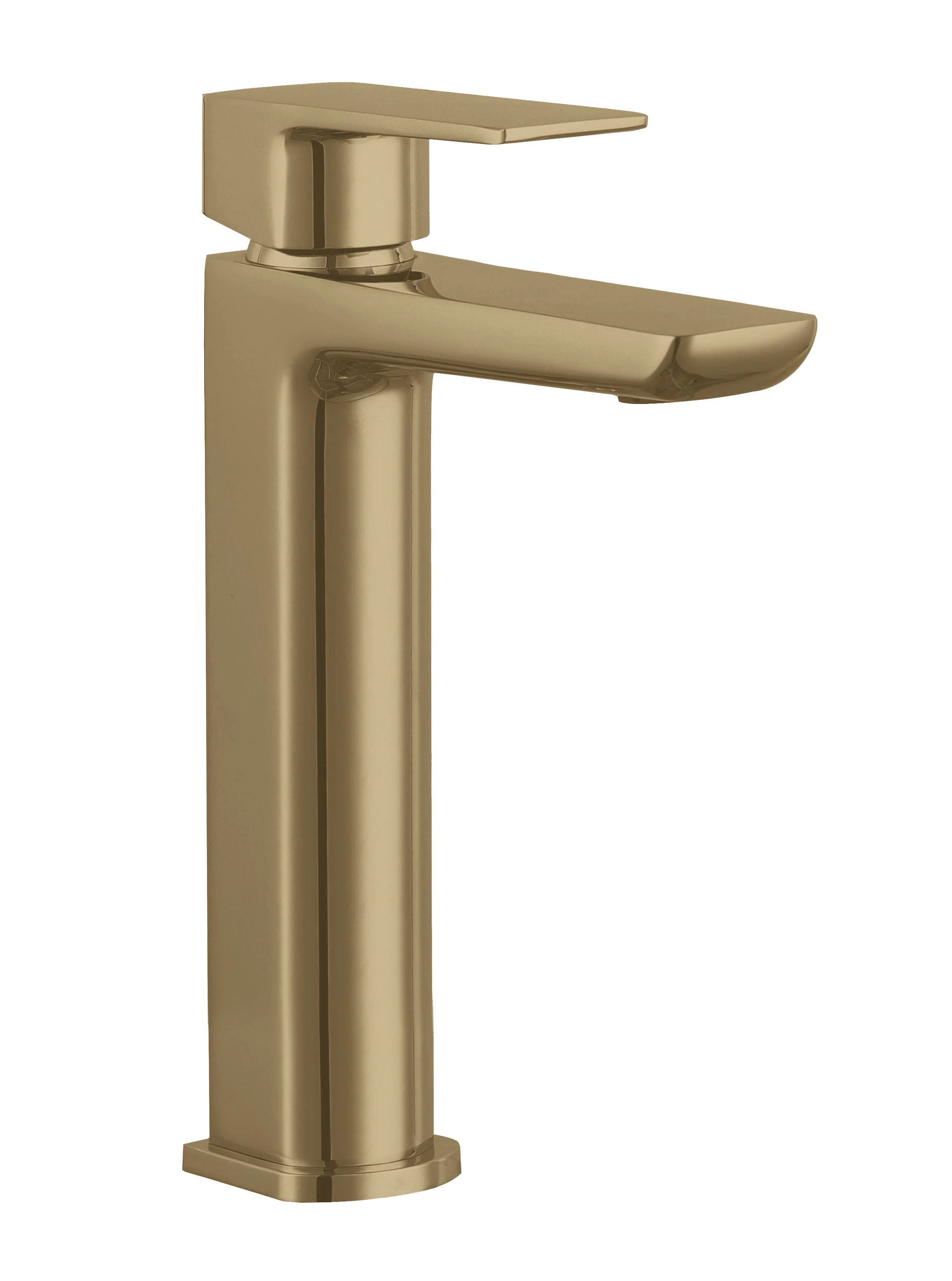 Balterley Contemporary Soft Square Single Lever Deck Mounted Tall Basin Mixer Tap, 275.5 x 49.5 x 186mm, Brushed Brass