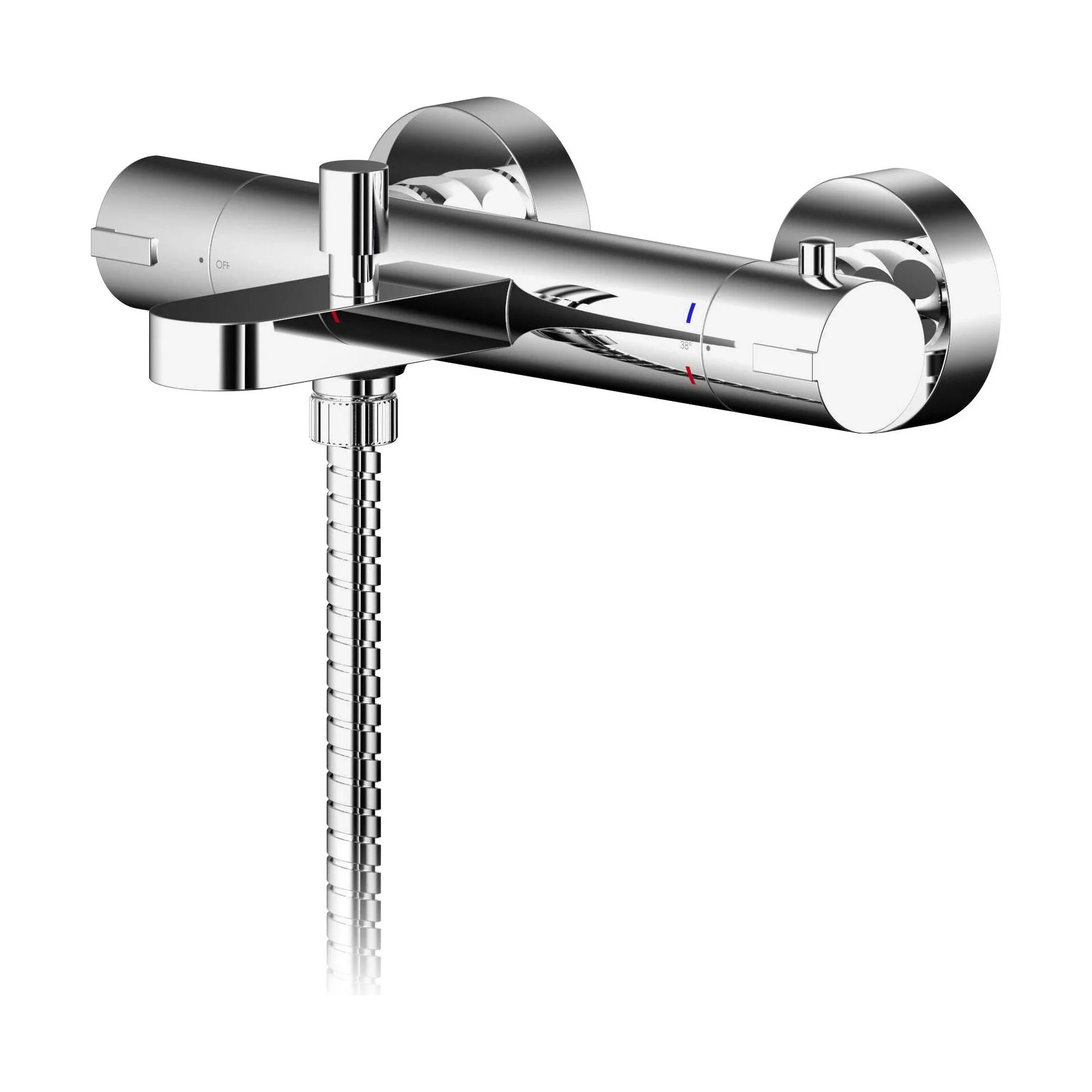 Balterley Current Round Thermostatic Bath Shower Mixer Bar Valve Tap with Anti-Scald Control - Chrome Finish - Image 2