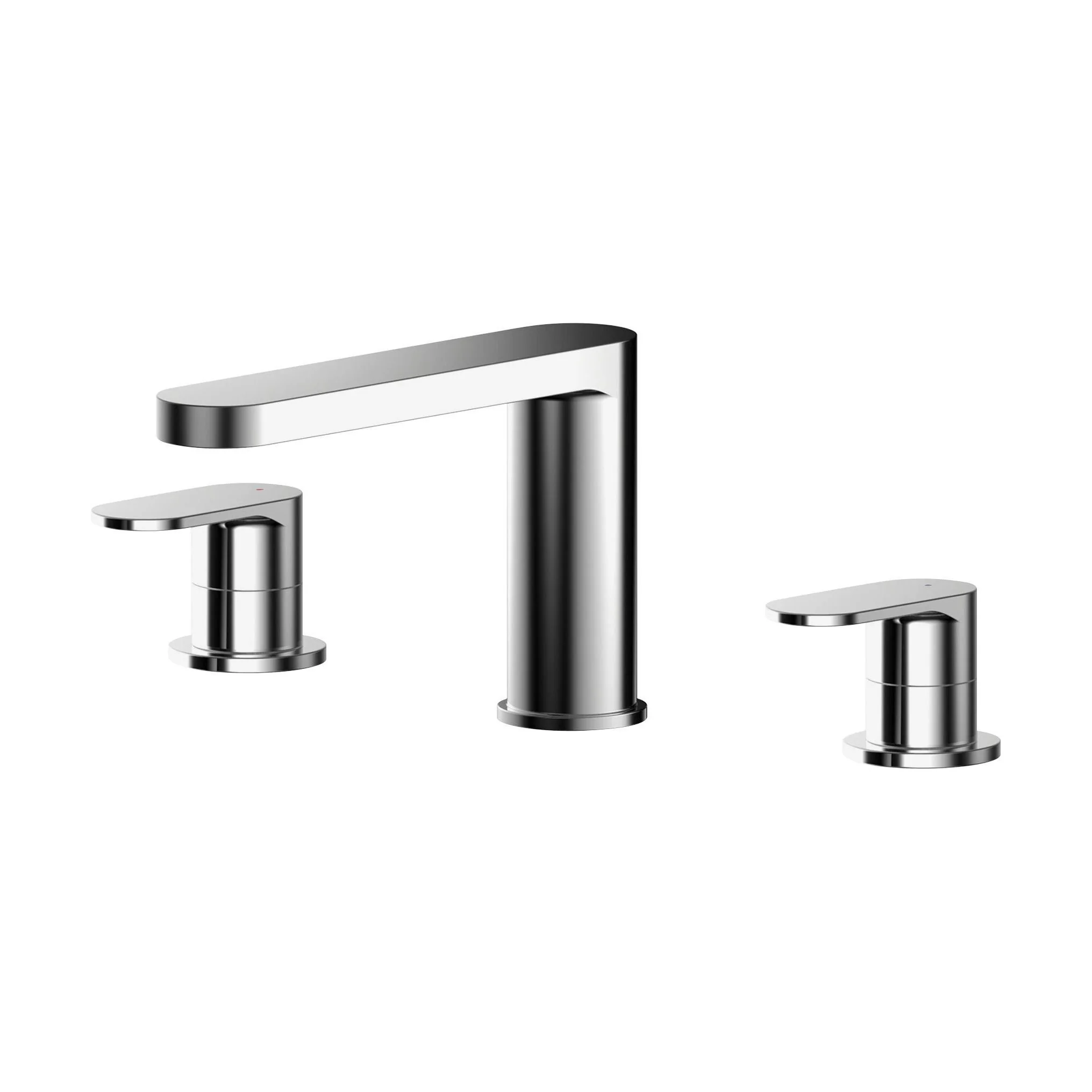 Balterley Current Modern Round Deck Mounted 3 Tap Hole Bath Filler Tap with Lever Handles and Flat Spout - Chrome Finish - Image 2