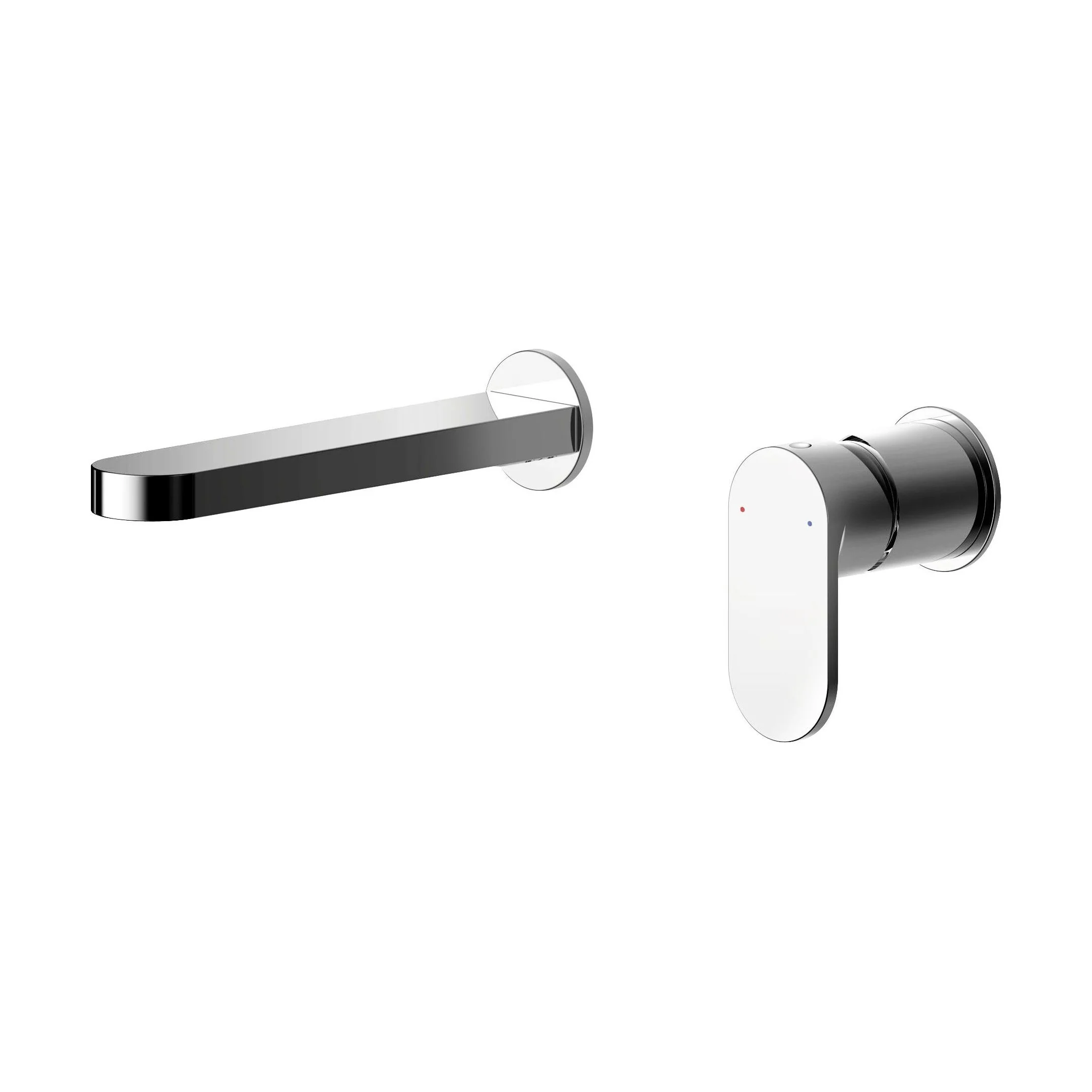 Balterley Current Round Wall Mount 2 Tap Hole Basin Mixer Tap with Flat Spout and Single Lever Handle - Polished Chrome Finish - Image 5