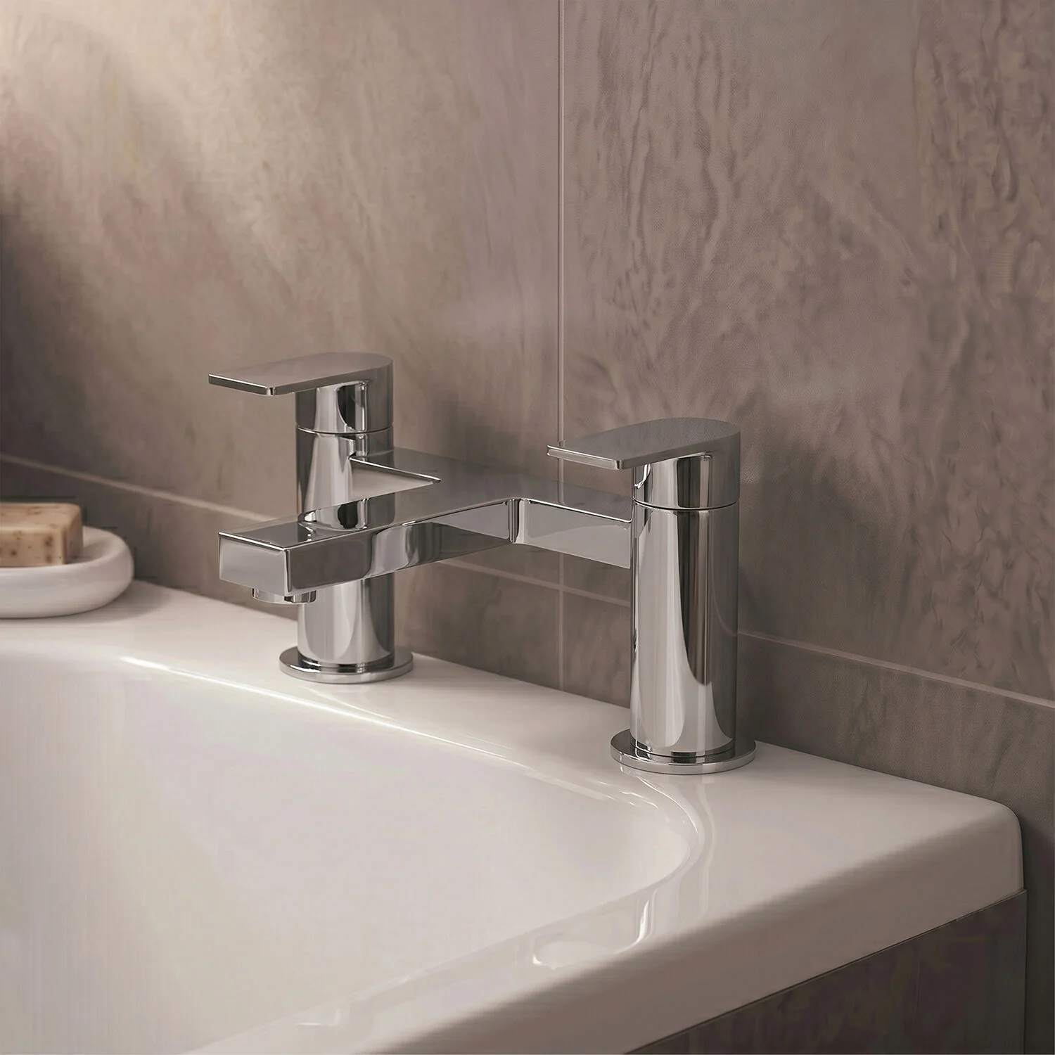 Contemporary Deck Mounted Bath Filler Tap - Chrome - Balterley