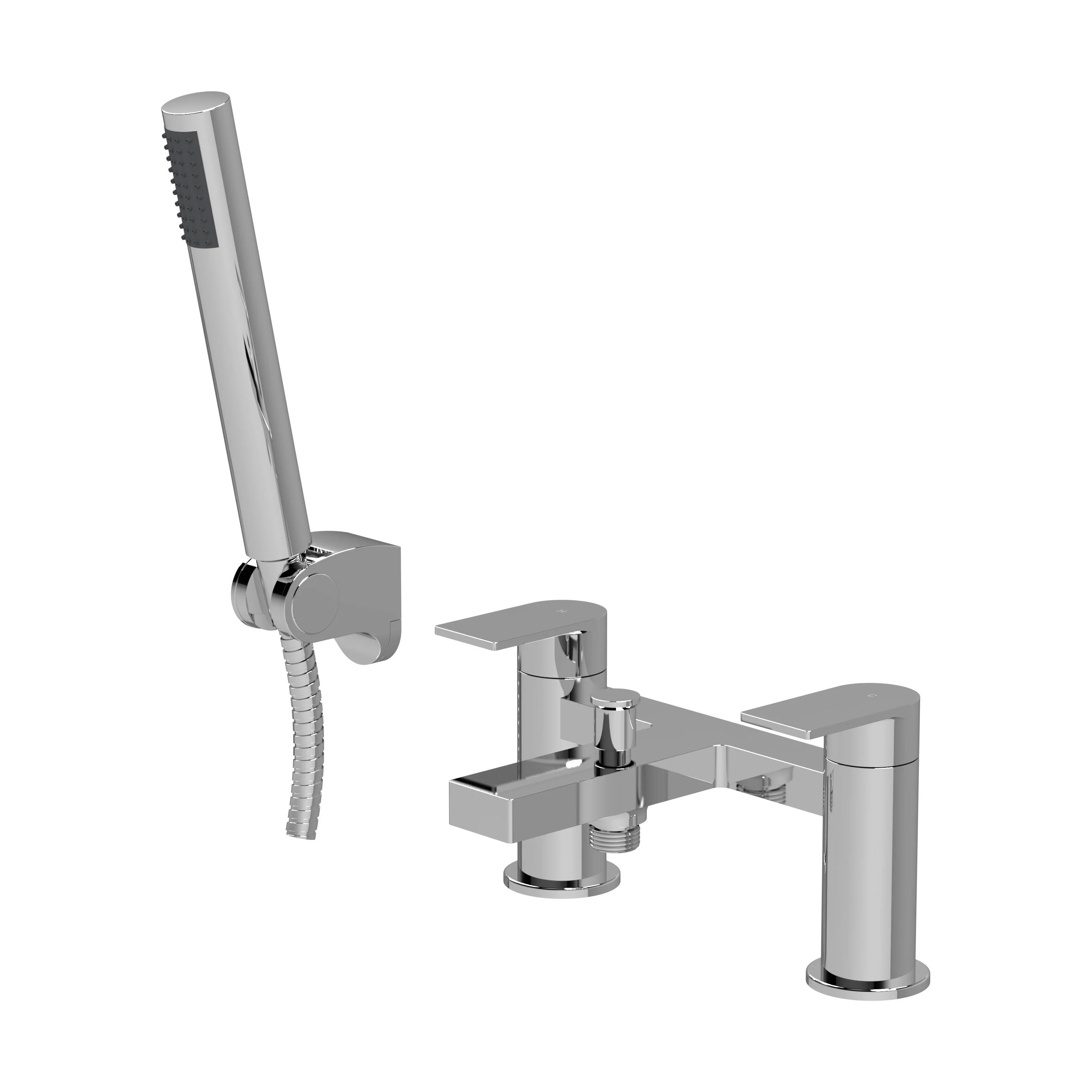 Contemporary Bath Shower Mixer Tap with Shower Kit - Chrome - Balterley
