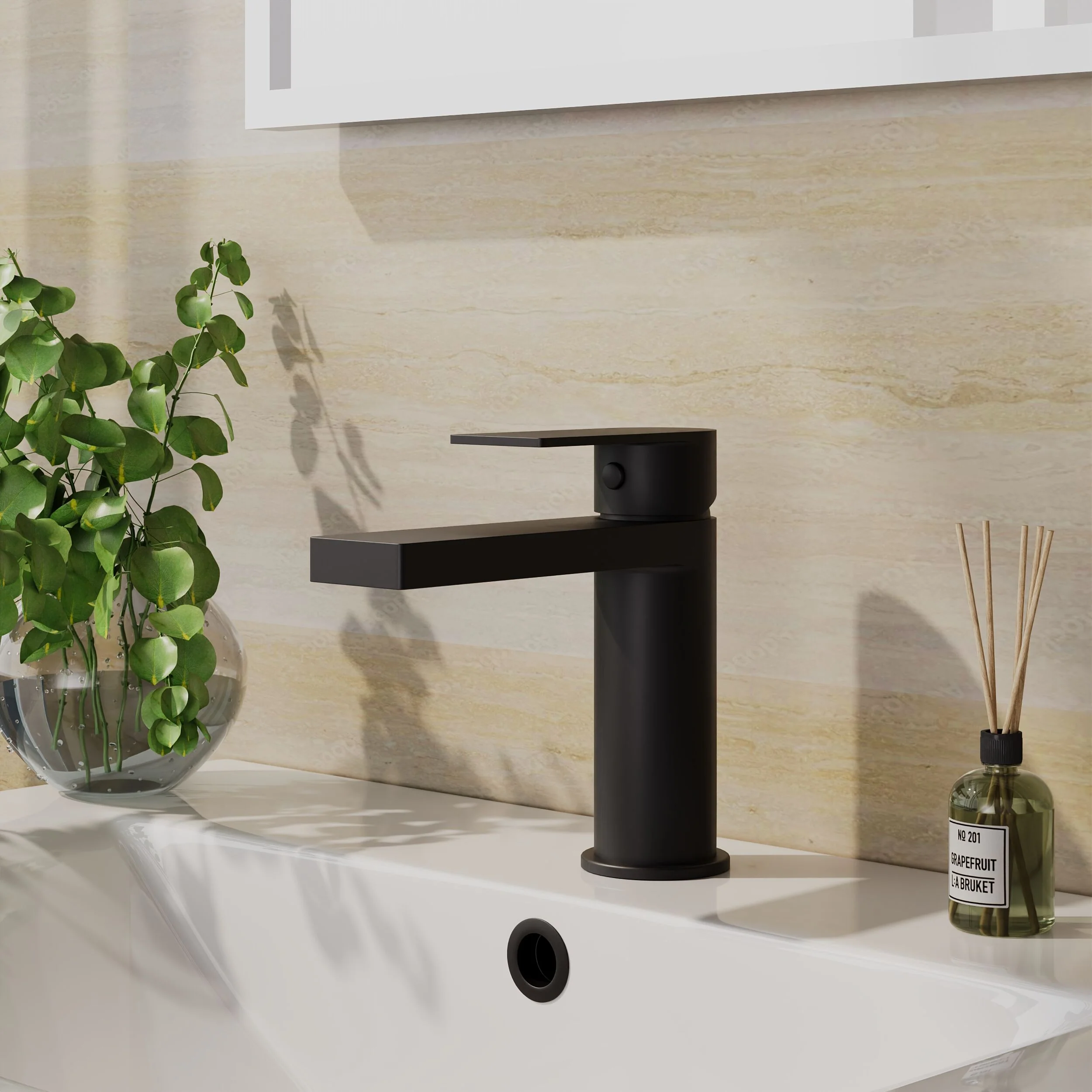 Ranton Contemporary Mono Basin Mixer Tap and Push Button Waste, Choice of Colour - Image 5