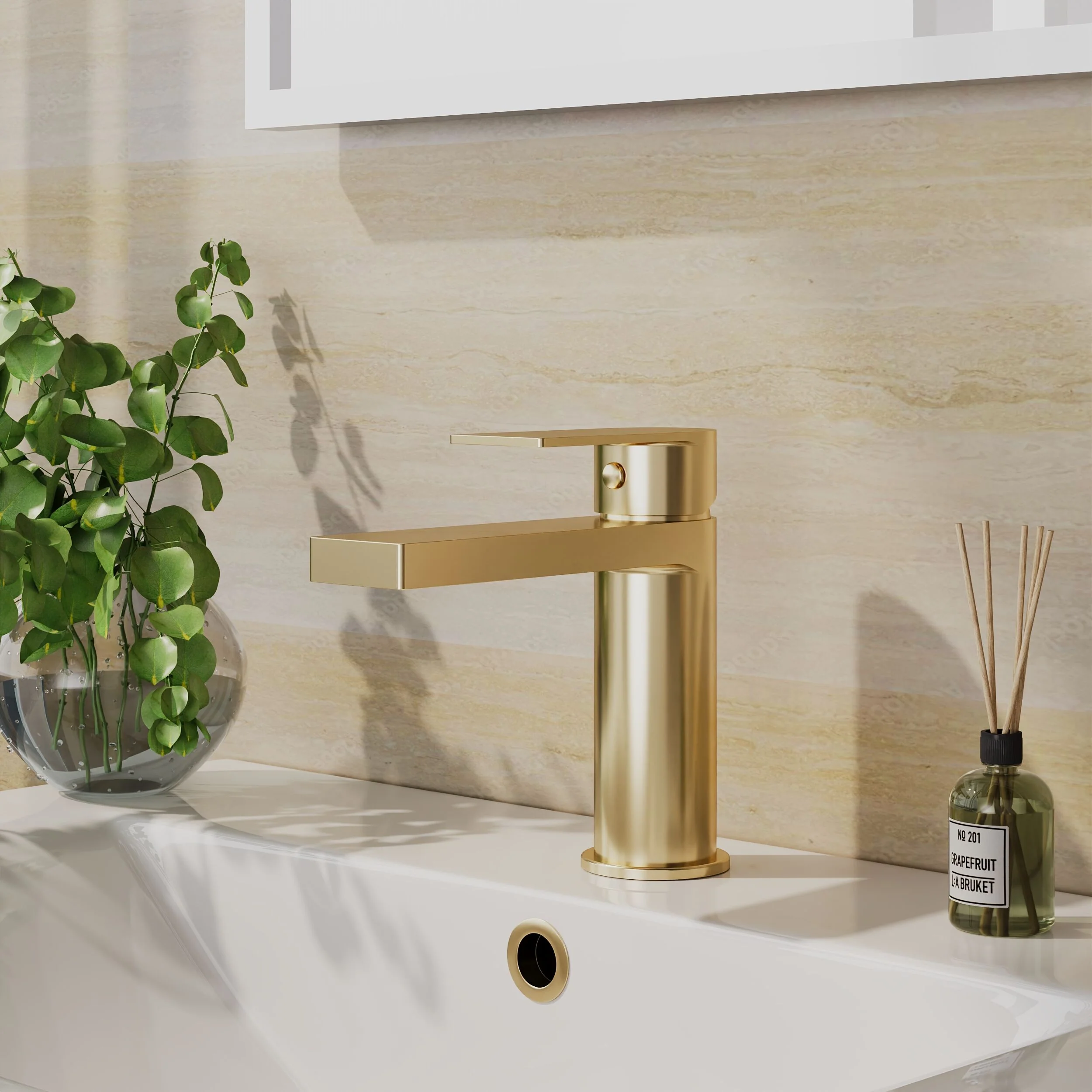 Ranton Contemporary Mono Basin Mixer Tap and Push Button Waste, Choice of Colour - Image 8