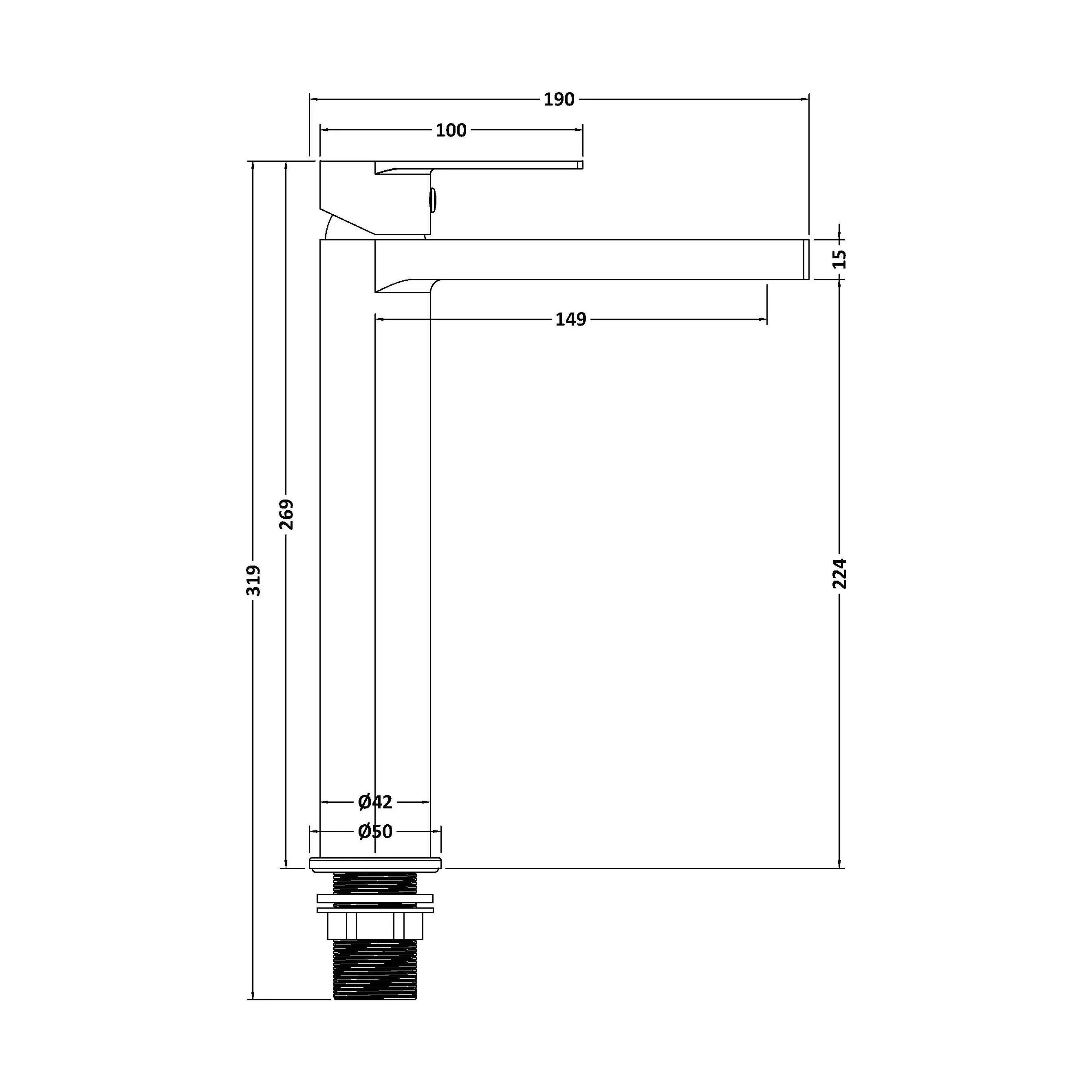 Contemporary Tall Mono Basin Mixer Tap - Chrome - Image 3