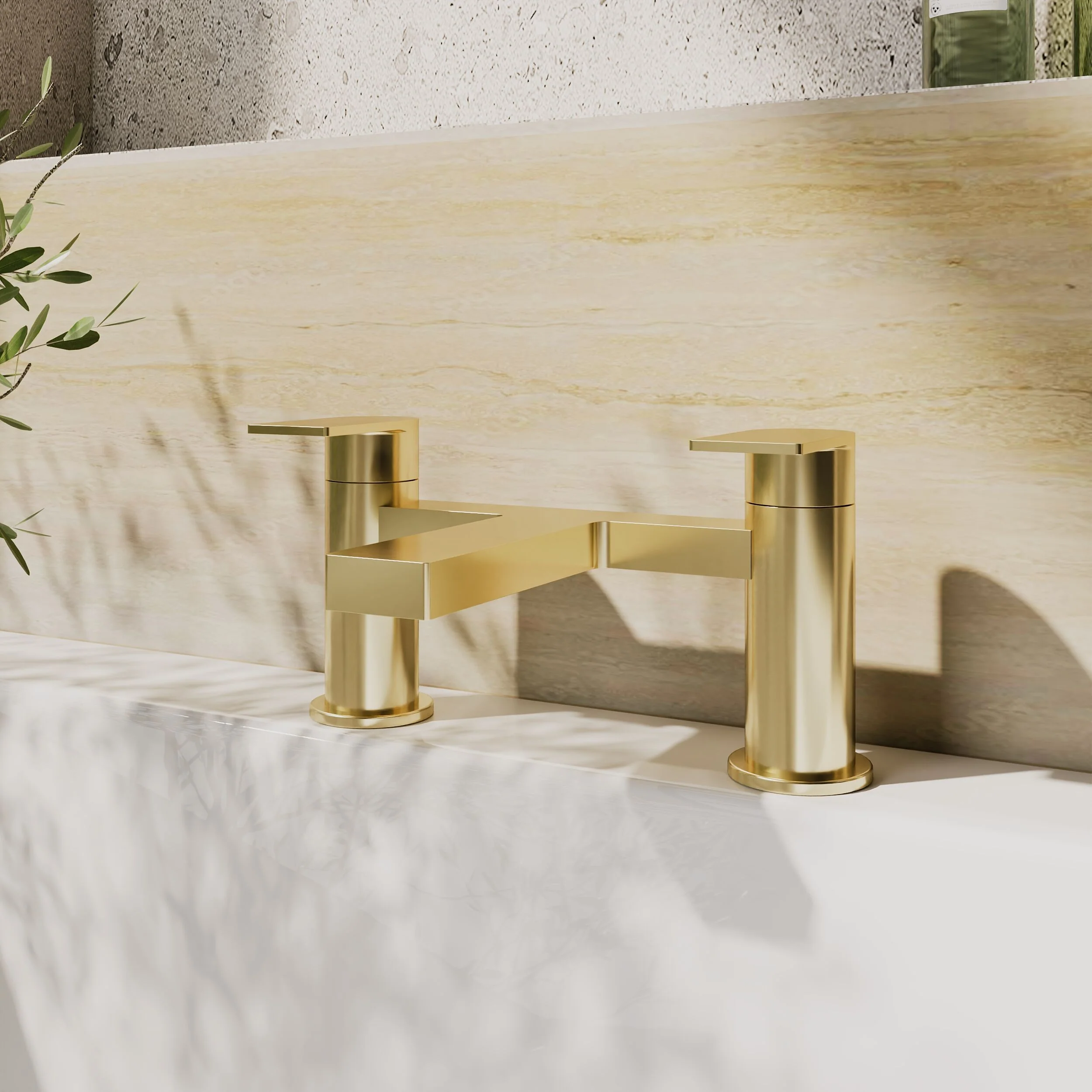 Contemporary Deck Mounted Bath Filler Tap - Brushed Brass - Balterley - Image 2