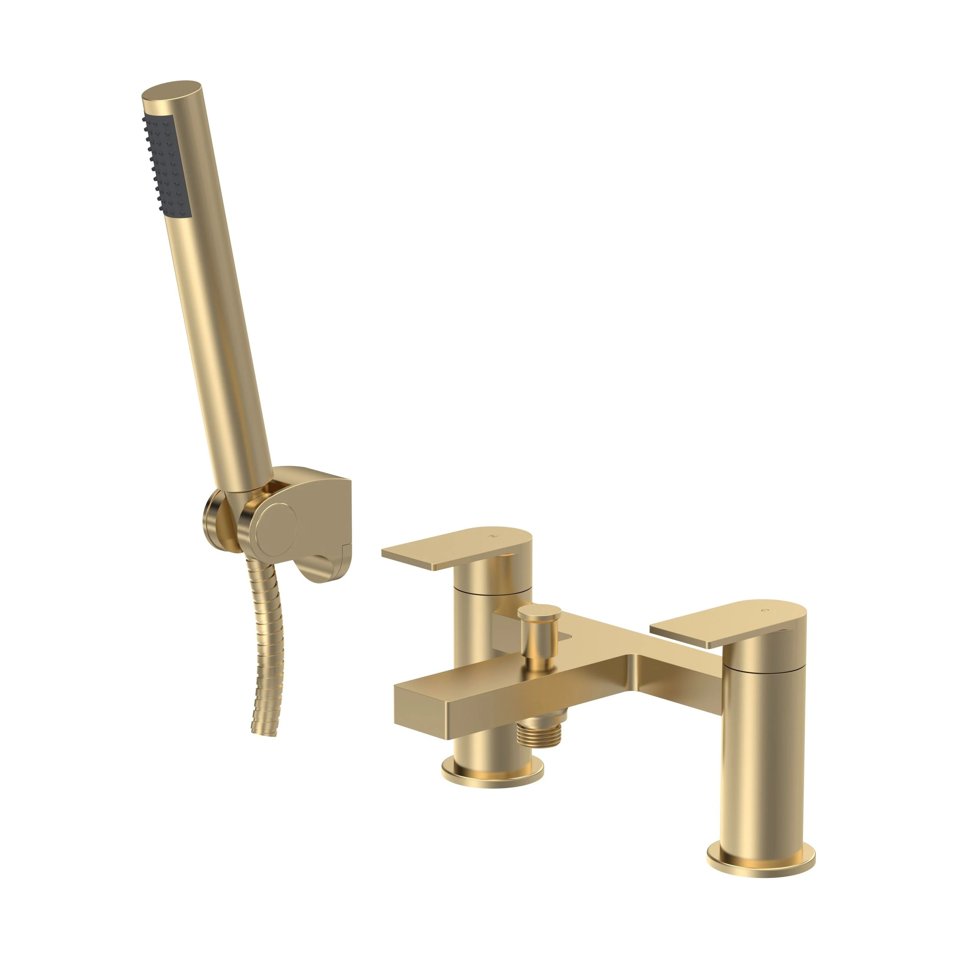 Contemporary Bath Shower Mixer Tap with Shower Kit - Brushed Brass - Balterley - Image 3