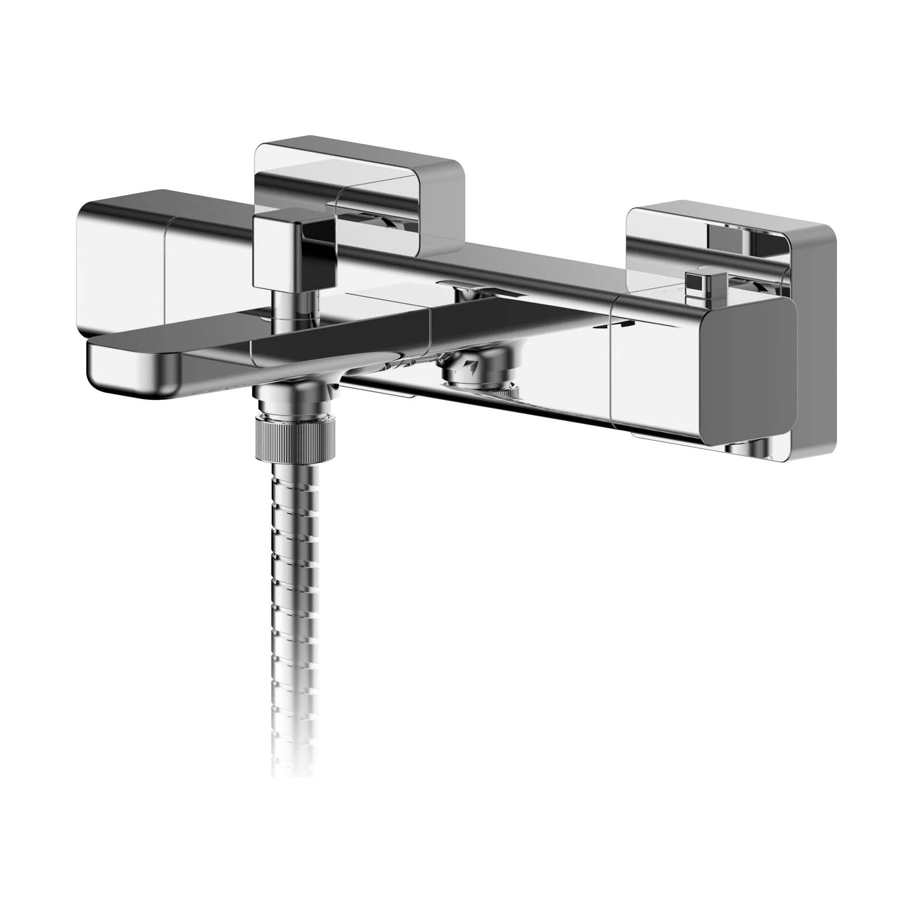Square Wall Mount Thermostatic Bath Shower Mixer Bar Valve Tap - Chrome